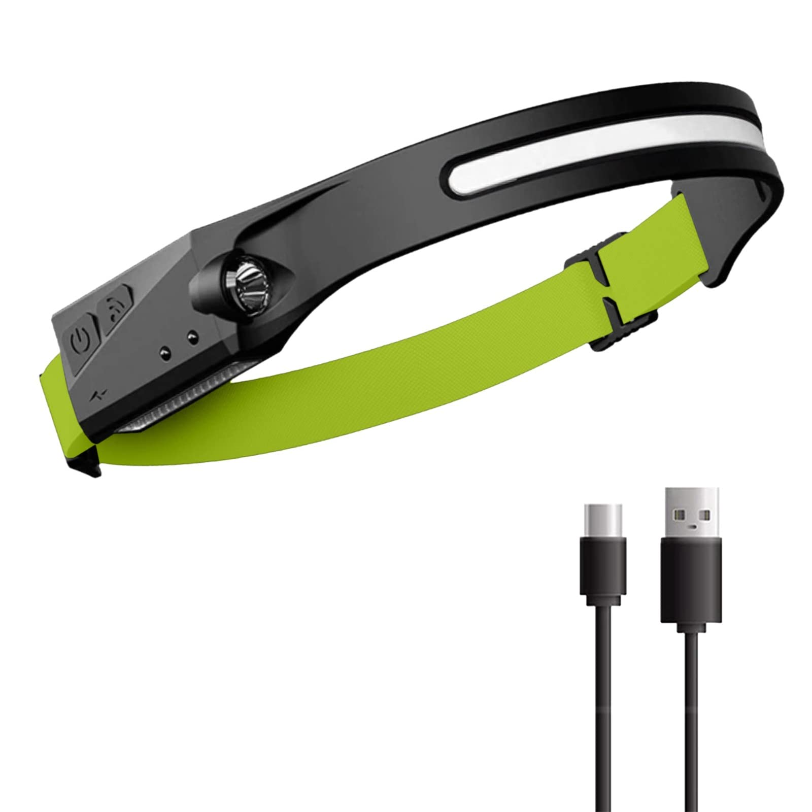 9#FA Waved Induction COB Headlight - USB Rechargeable LED Bike Light for Outdoor Cycling, Night Running, Hiking & Camping | Waterproof & Super Bright Headlamp for Safety Visibility