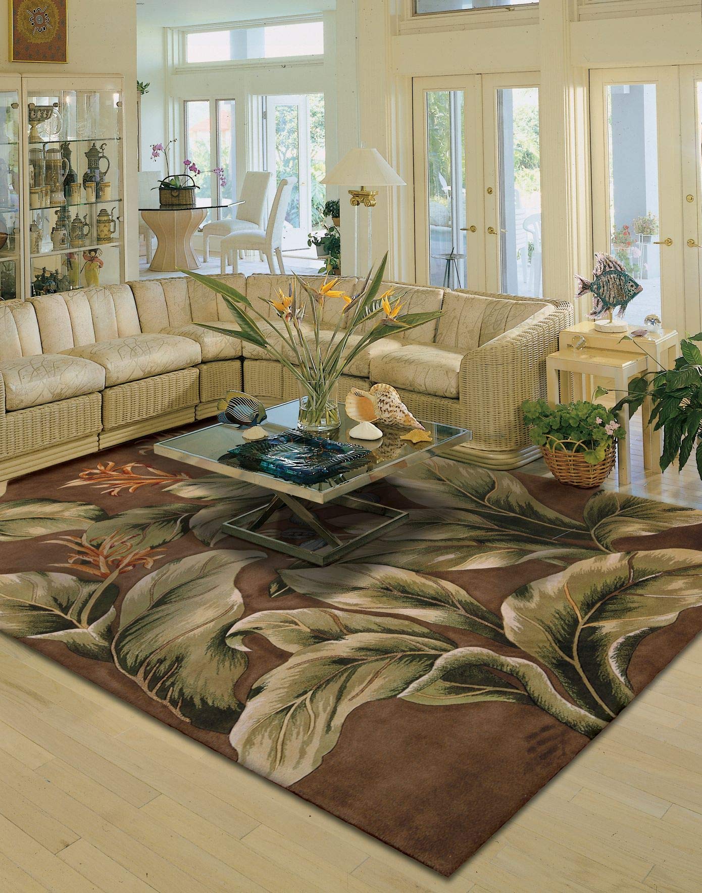 Nourison Tropics Floral Khaki 3'6