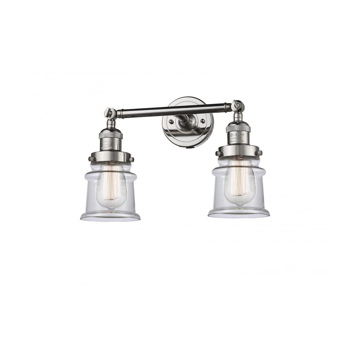 Franklin Restoration Collection 2-Light Bathroom Vanity Light in Polished Nickel - Small Canton Design with LED Compatibility for Modern Bathroom Lighting Upgrade