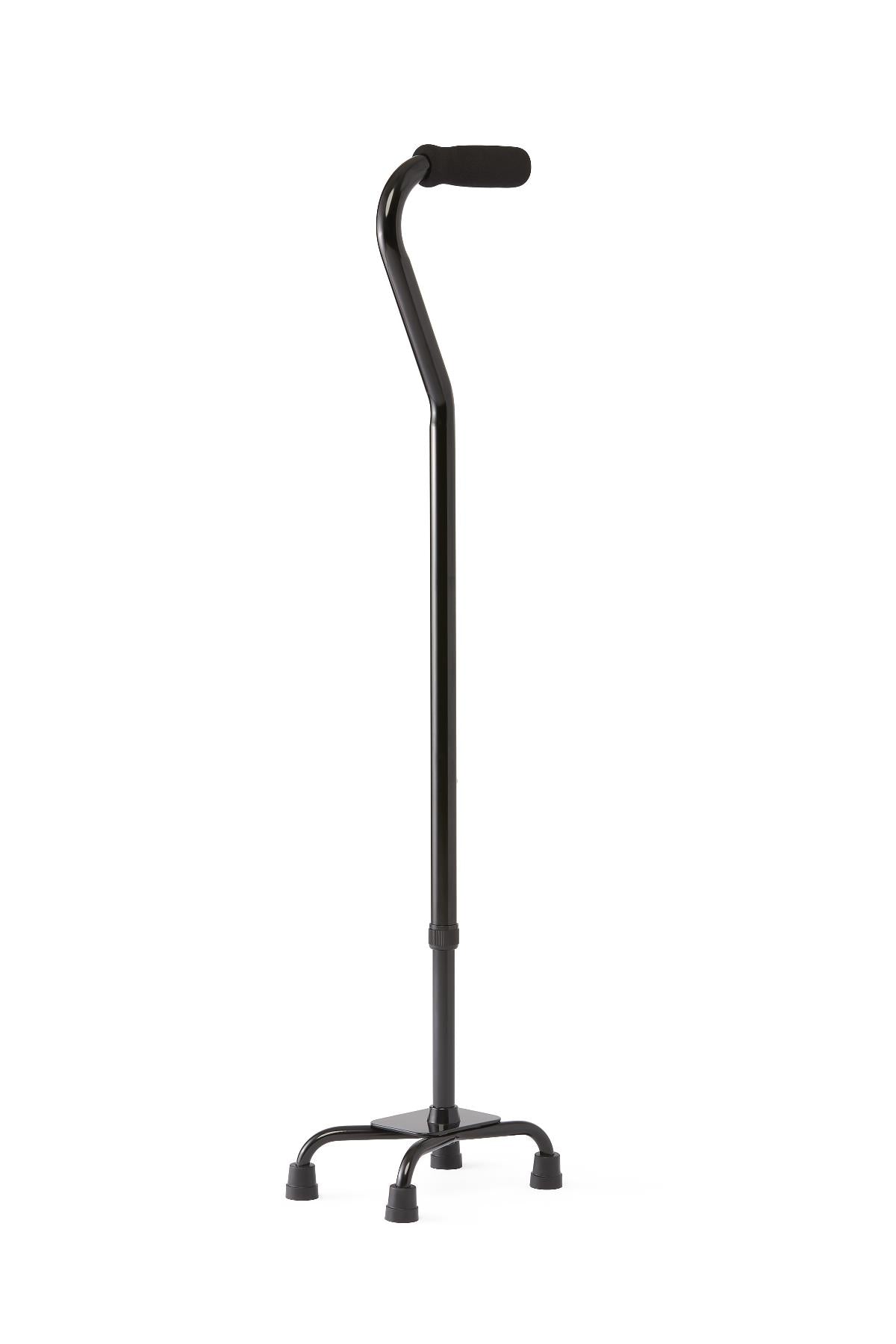 Lightweight Small Base Quad Cane in Black - Single Mobility Cane for Seniors & Adults - Ideal for Indoor/Outdoor Walking Support & Stability