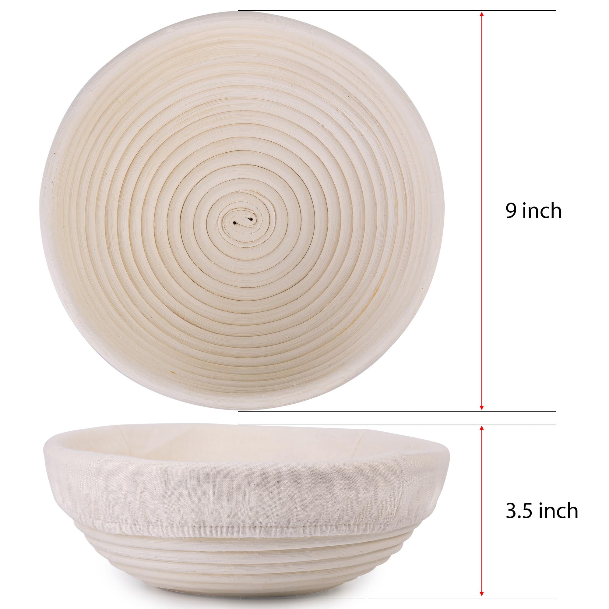 2-Pack Round Bread Proofing Baskets with Liners – 9 Inch Dough Rising Bowls for Sourdough Baking | Professional & Home Baker Essential | Perfect for Artisan Bread, Homemade Loaves & Rustic Pastries