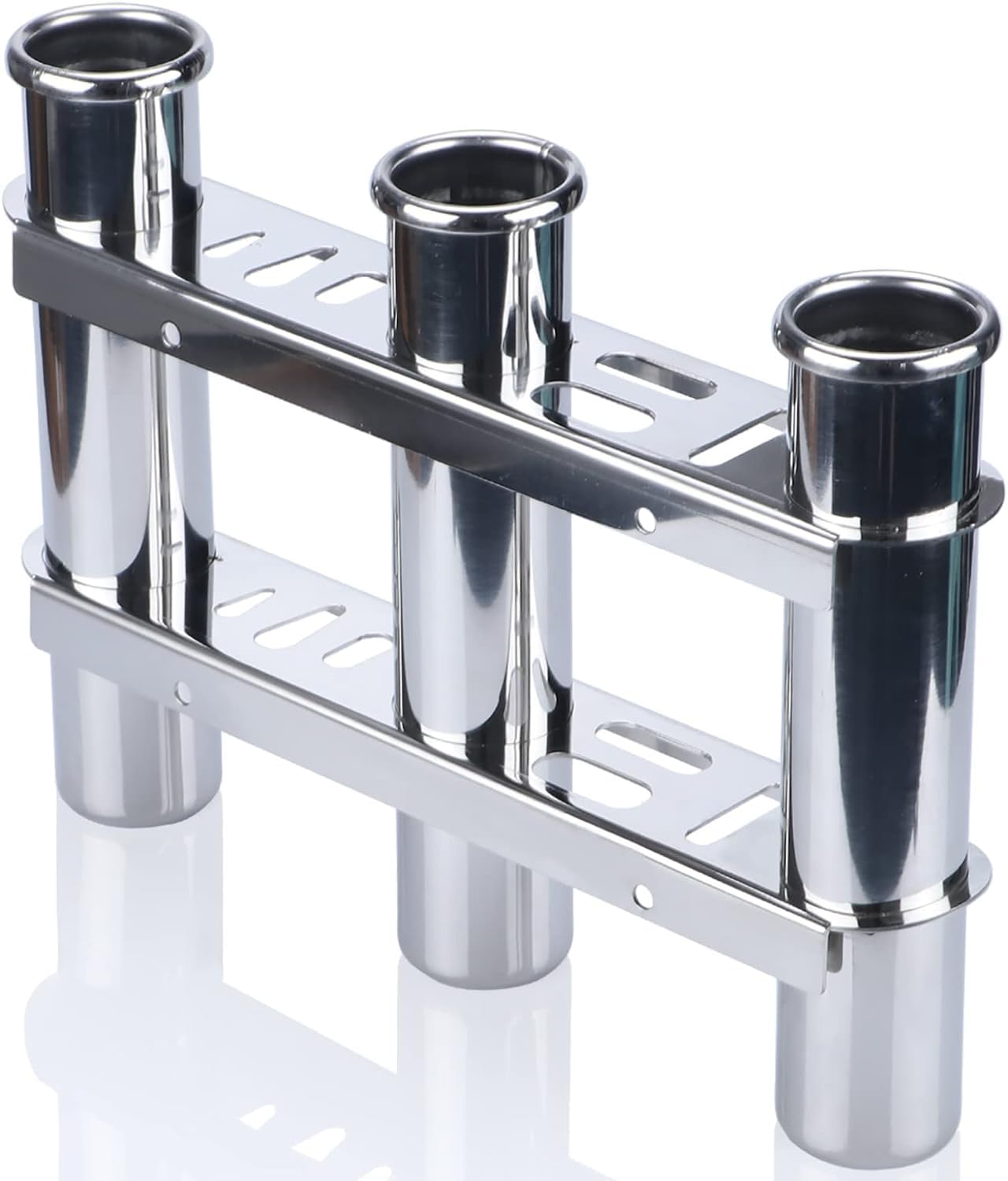 3-Tube Stainless Steel Fishing Rod Holder for Boats - 304 Stainless Steel Wall Mounted Fishing Pole Rack with Tool Storage - Perfect for Marine, Yacht, RV and Kayak Fishing Trips