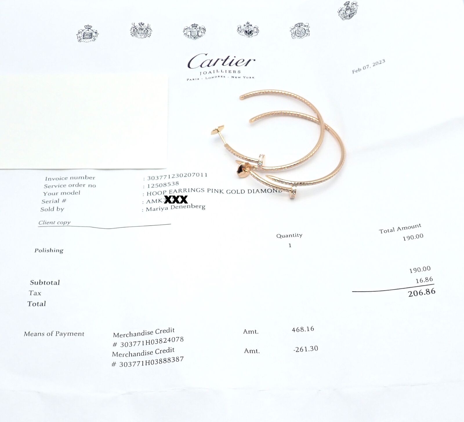 Authentic Cartier Juste un Clou 18k Rose Gold Diamond Hoop Earrings - Luxury Jewelry for Women, Perfect for Weddings, Parties & Special Occasions