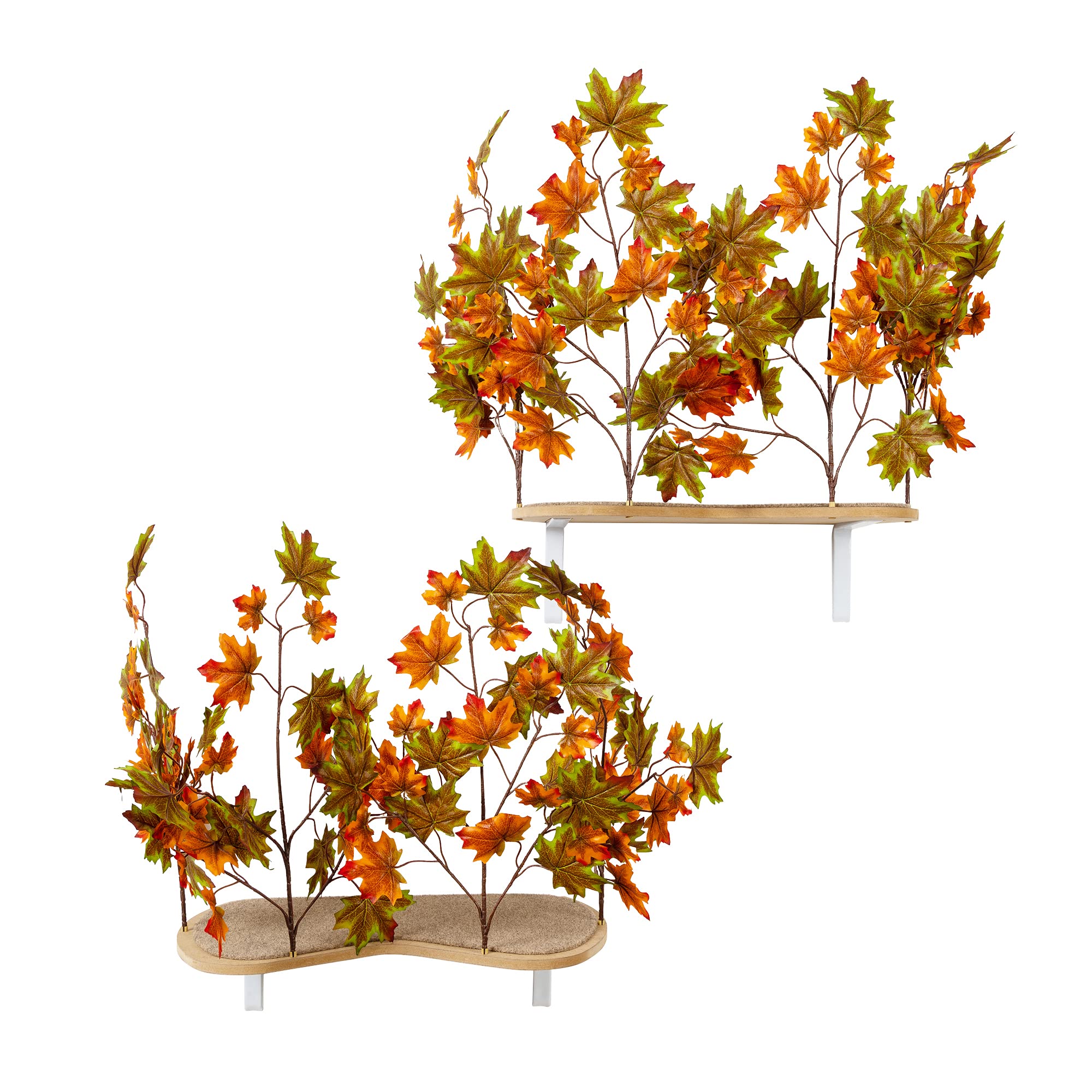 On2Pets Wall-Mounted Cat Shelves Set of 2 - Natural Maple Curved Cat Climbing Furniture for Indoor Cats | USA Made Cat Tree for Play, Rest & Exercise - Perfect for Small Spaces & Cat Enrichment