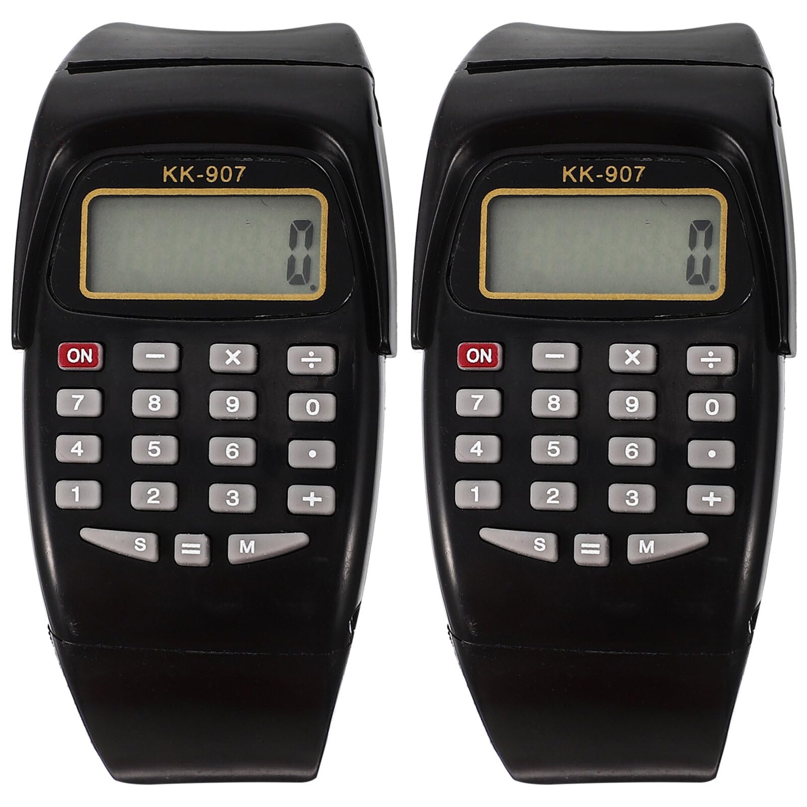 2-Pack Mipcase Digital Calculator Watch for Kids - Geometric Operation Wristwatch for Boys & Girls - Black Unisex Design - Perfect for School, Math Practice & Everyday Use