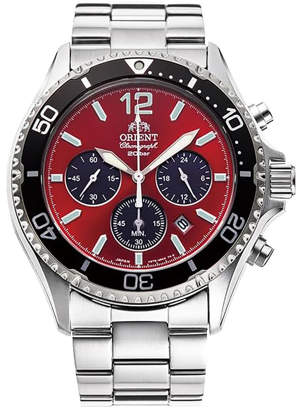 Orient Mako Chronograph Solar-Powered Sports Watch RN TX0207R - Made in Japan JDM - Durable for Diving, Swimming & Outdoor Activities