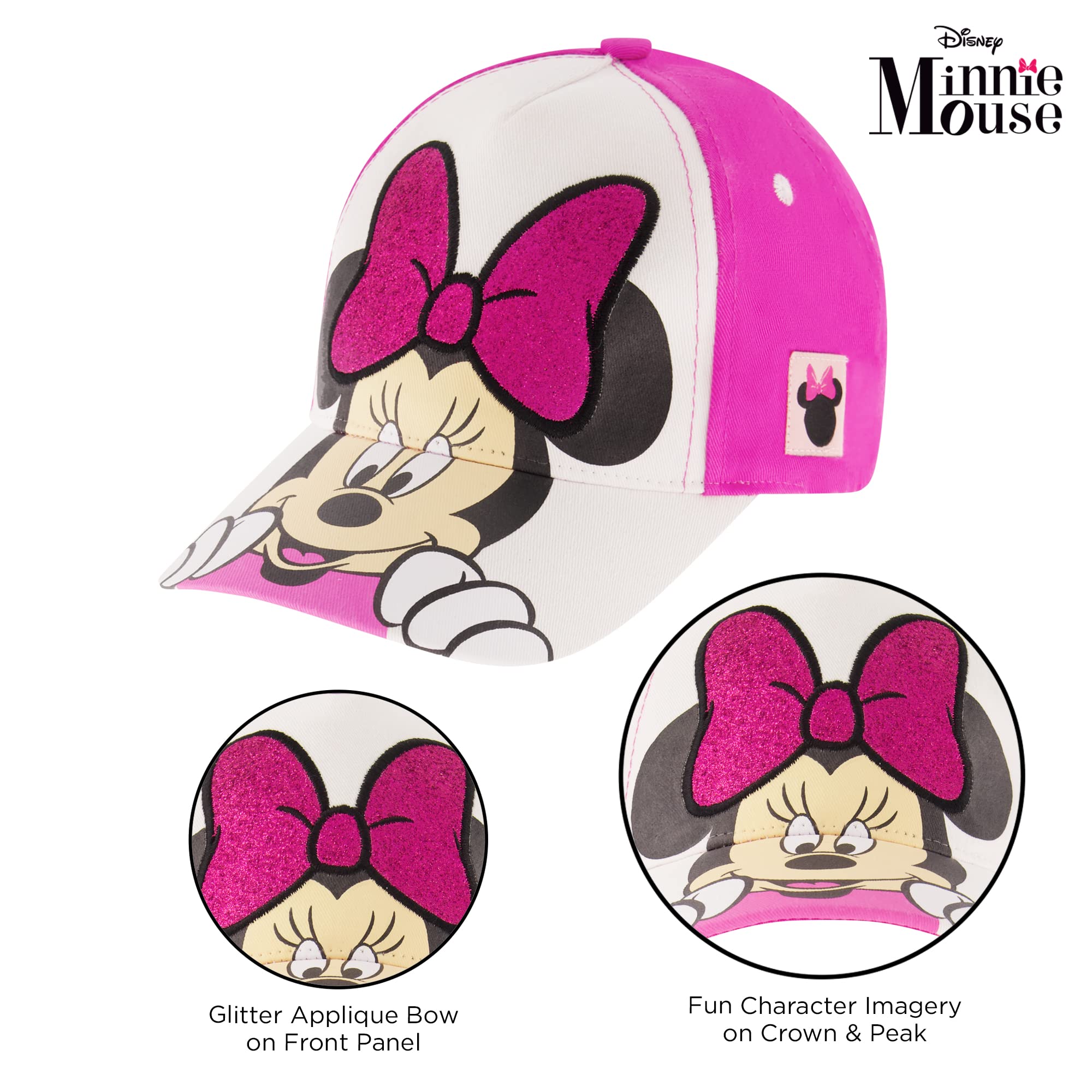 Disney Minnie Mouse Baseball Cap for Girls - Cute Adjustable Kids Sun Hat for Outdoor, Sports & Everyday Wear