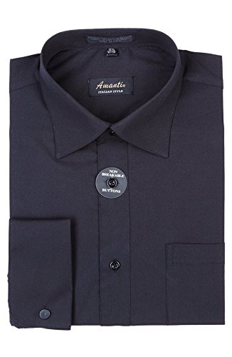 Amanti Men's French Cuff Spread Collar Dress Shirt - Premium Cotton Blend Formal Shirt for Business, Wedding & Special Occasions