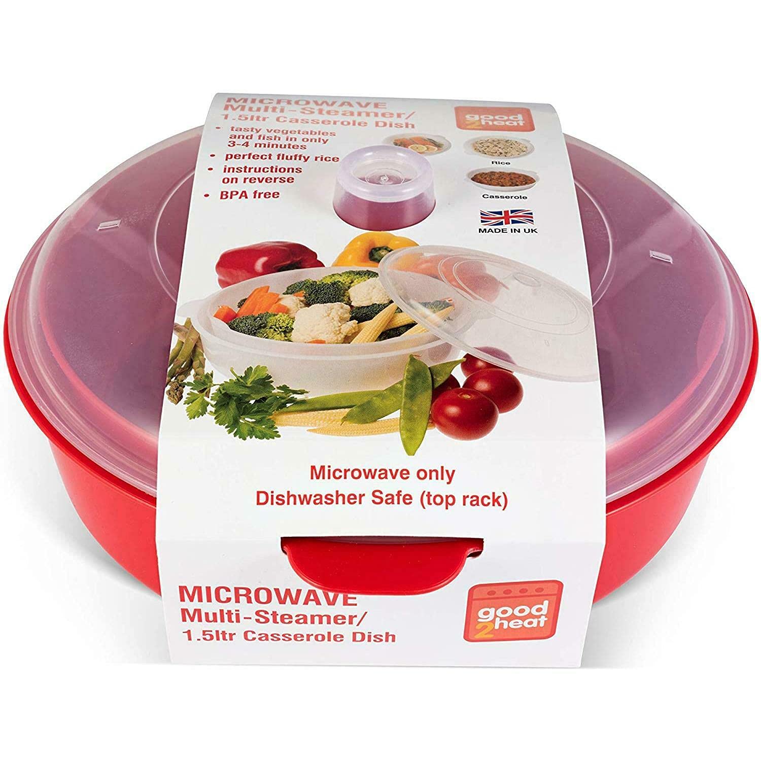 Red Microwave Steamer Dish for Healthy Cooking