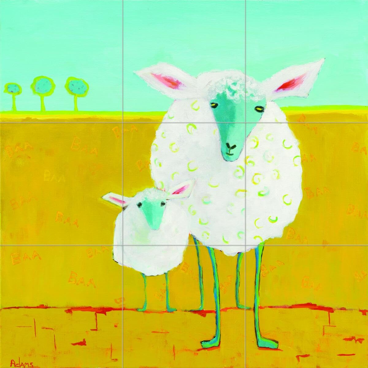 Farm Animal Ceramic Backsplash Tile Mural - Mama and Baby Sheep Design for Kitchen & Bathroom Decor | Phyllis Adams Collection | Perfect for Rustic, Country Style Home Renovation