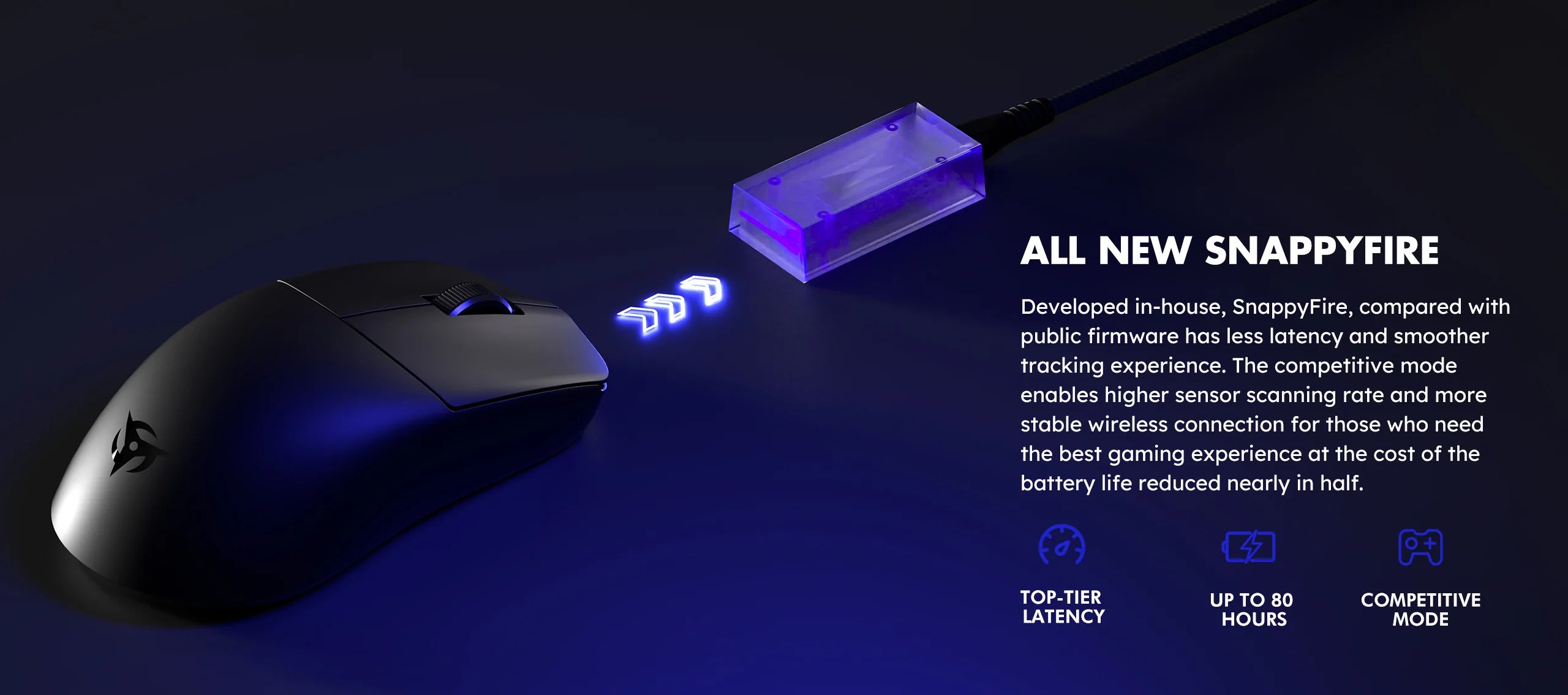 Ninjutso Sora V2 Wireless Gaming Mouse - Lightweight, Ergonomic Design for PC & Mac - Perfect for FPS, MOBA & Esports Gaming (Black)