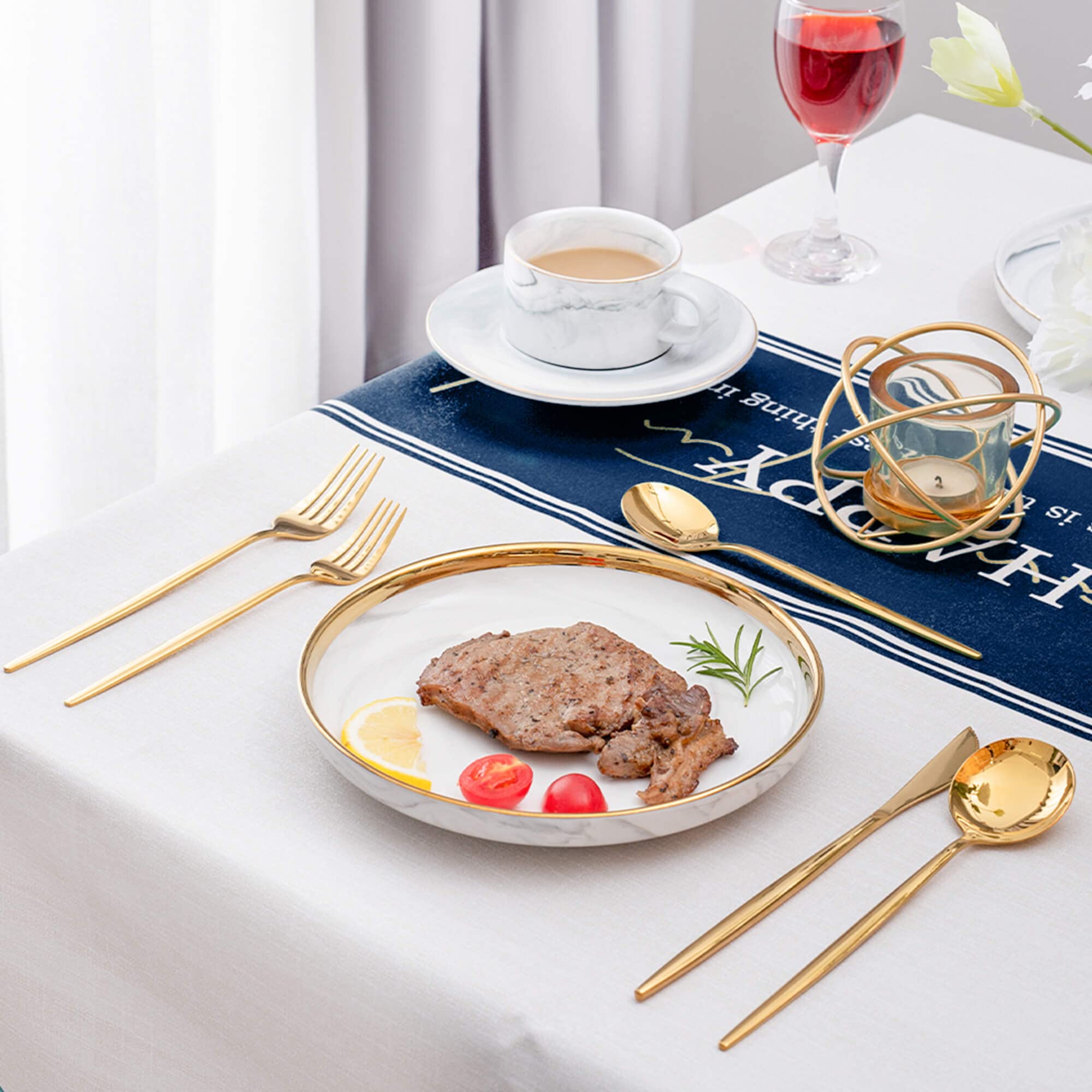 40-Piece Gold Silverware Set - Stainless Steel Flatware Cutlery Set Service for 8 (Forks, Spoons, Knives) - Elegant Kitchen Utensil & Tableware for Home, Restaurant & Wedding - Dishwasher Safe - Perfect for Dining, Entertaining & Special Occasions