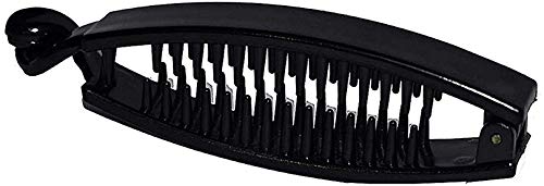 BHARATGAURAV 4-Pack Black Banana Hair Claw Clips for Women & Girls - Strong Hold Hair Clutchers for Ponytails, Buns & Updos - Perfect for School, Work & Everyday Styling