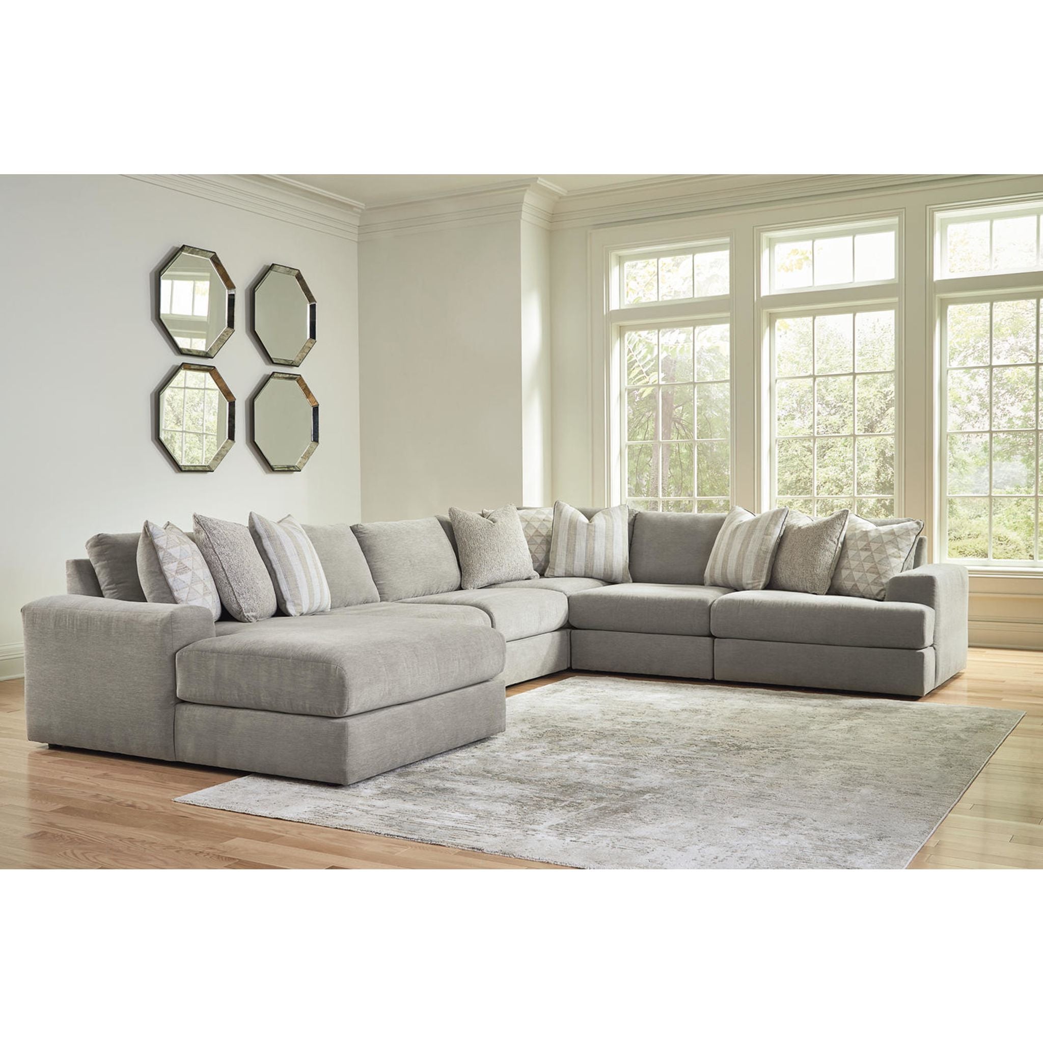 Avaliyah 6-Piece Modular Sectional Sofa with Chaise Lounge - Modern L-Shaped Living Room Furniture for Home Theater & Family Gatherings