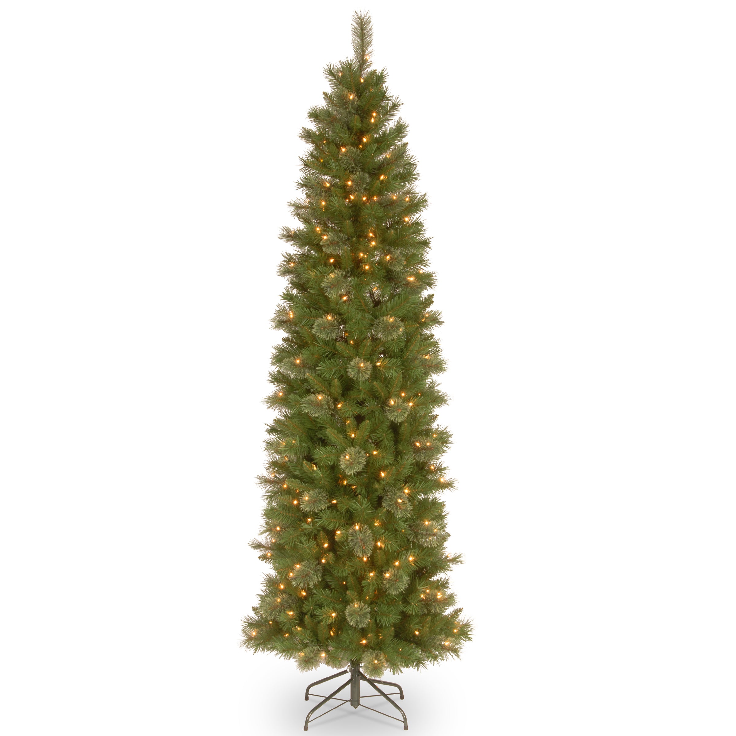 6.5 ft Pre-Lit Tacoma Pine Pencil Slim Artificial Christmas Tree with Clear Lights - Perfect for Small Spaces, Apartments & Office Decor