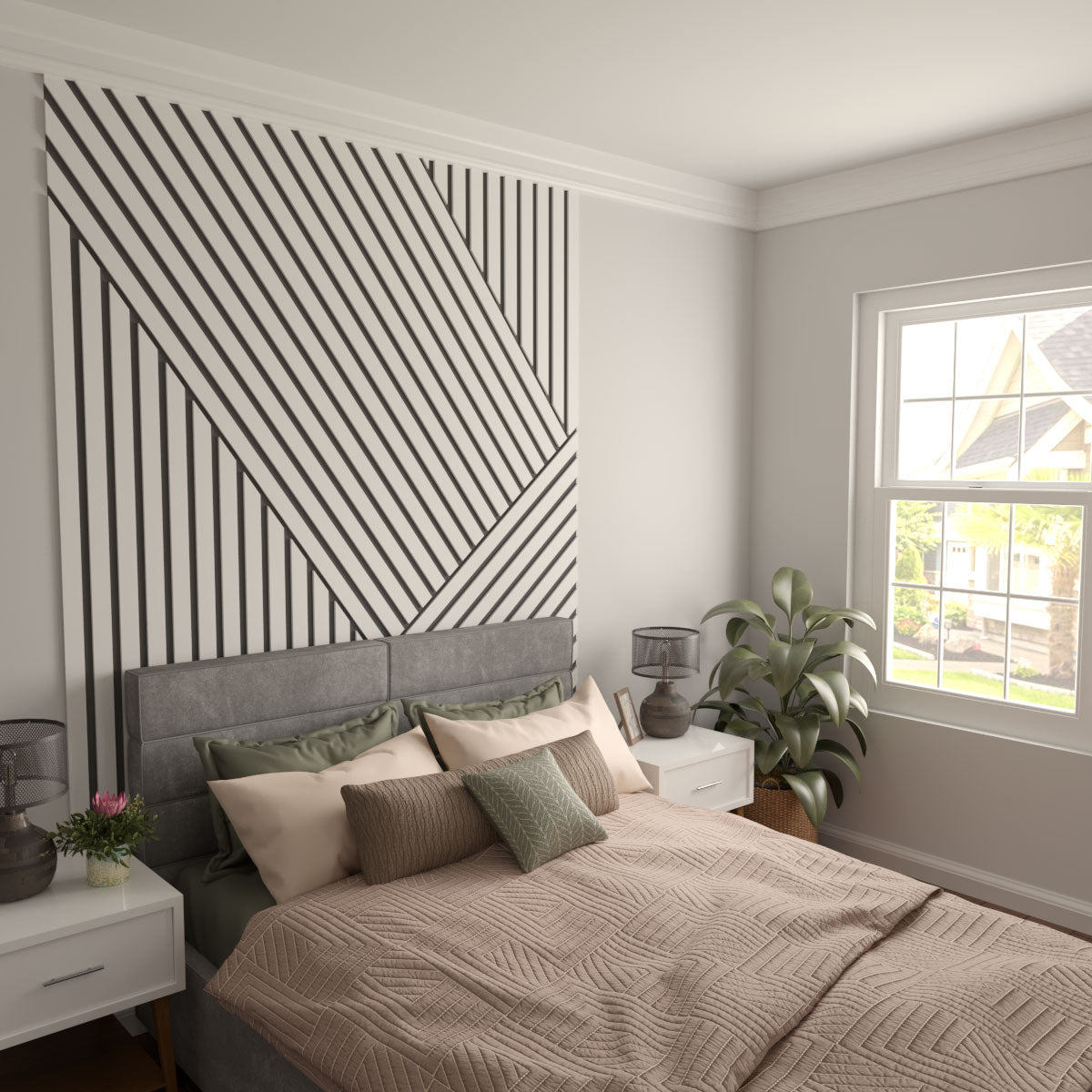 Adjustable Wood Slat Wall Kit - Modern DIY Room Divider & Decorative Panel for Home & Office - Perfect for Living Room, Bedroom, or Workspace Partitions