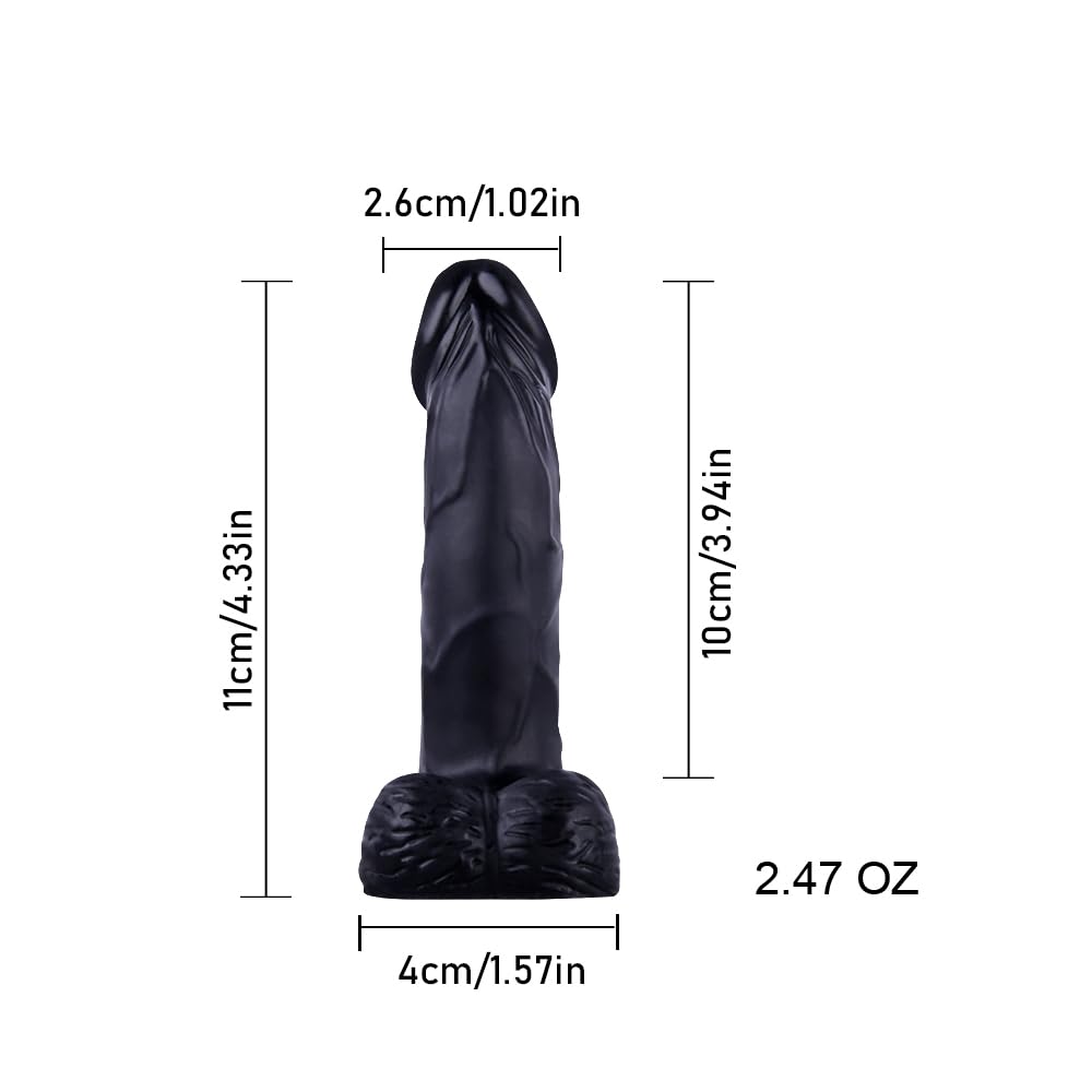 4.3 Inch Realistic Dildo for Beginners - Lifelike Anal Sex Toy for Women, Men & Couples | G-Spot Stimulator & Anal Training Plug | Perfect for Solo Play, Couples Fun & BDSM Exploration (Black)