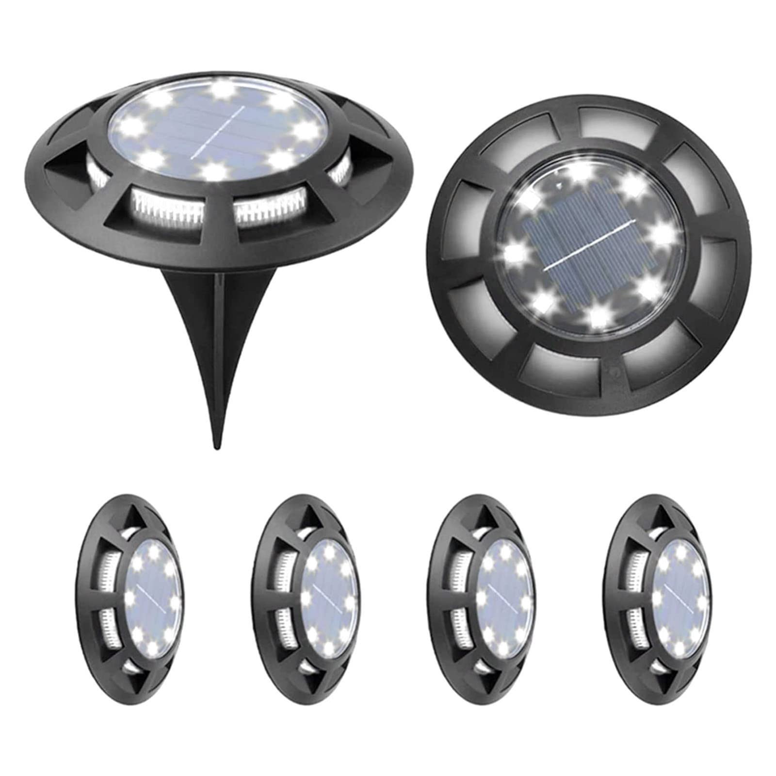 16 LED Solar Ground Lights - Upgraded Outdoor Solar Powered Waterproof Landscape Lighting (8 Main + 8 Side Lights) for Garden, Pathway, Driveway, Yard & Patio Decoration