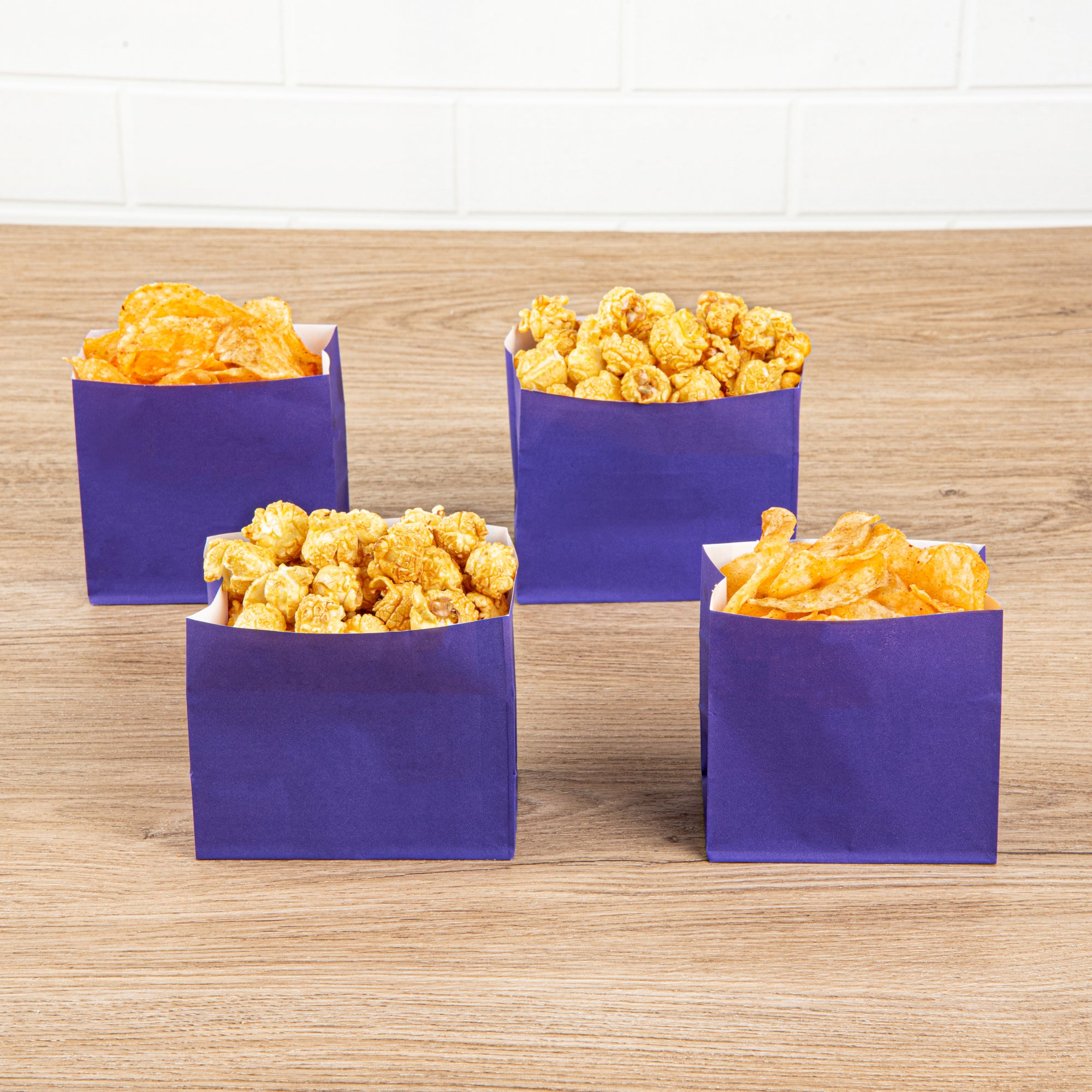 Purple Paper Snack Bags - 4.25 x 2.5 x 3.75 Inches Large Size - 100 Count Box - Perfect for Parties, Picnics & School Lunches