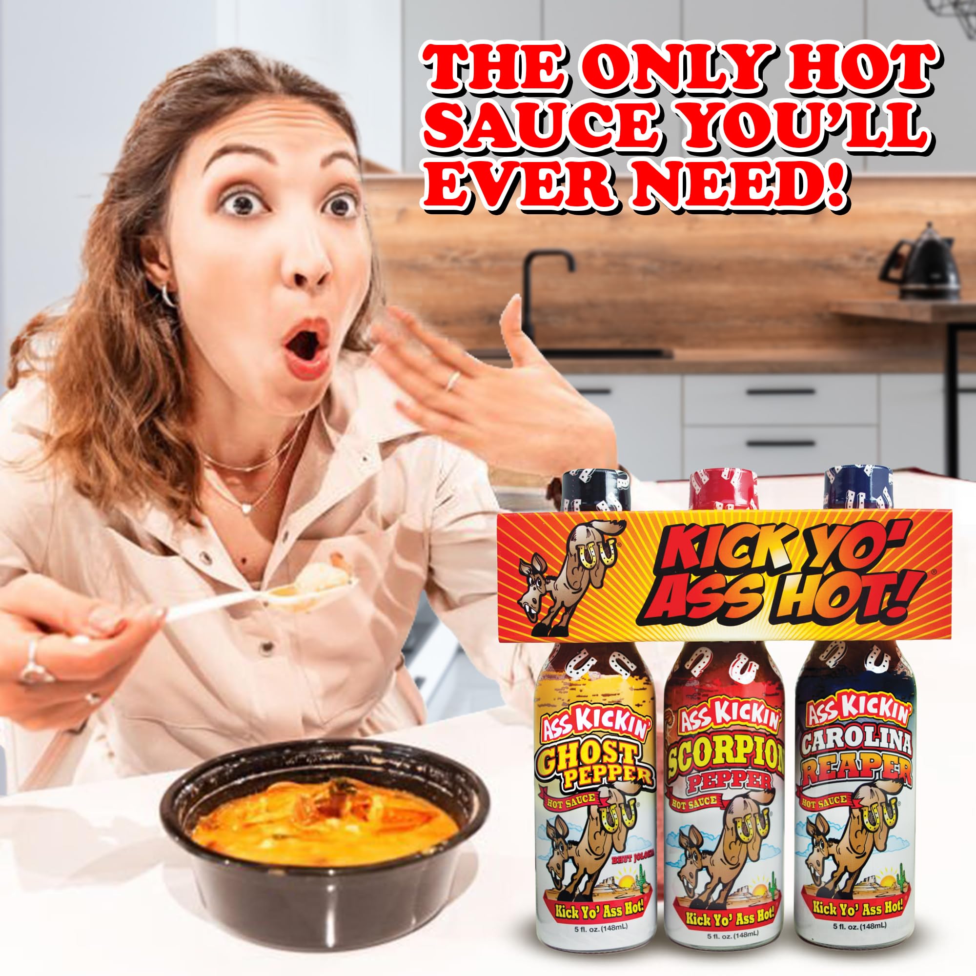 Kick Yo' Ass Hot Sauce Gift Set - Spicy Variety Pack [Region Free] - Perfect for Hot Sauce Lovers, Gifts & Party Favors
