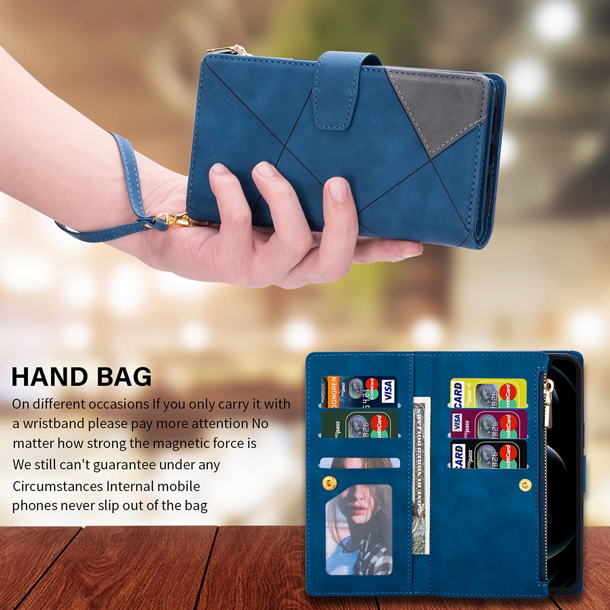 Premium Genuine Leather Magnetic Flip Wallet Case for iPhone 13 (6.1