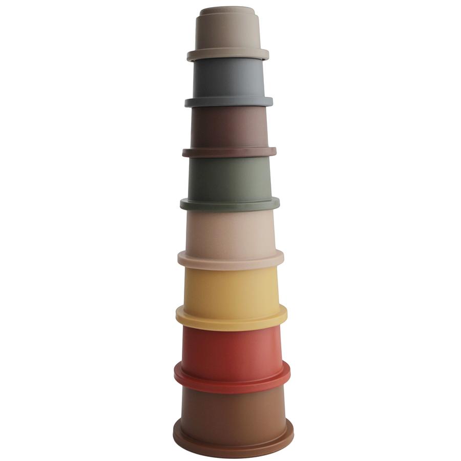 Mushie Stacking Cups Toy - Retro Baby Learning & Educational Stacking Blocks for Toddlers - Perfect for Sensory Play, Bath Time & Early Childhood Development