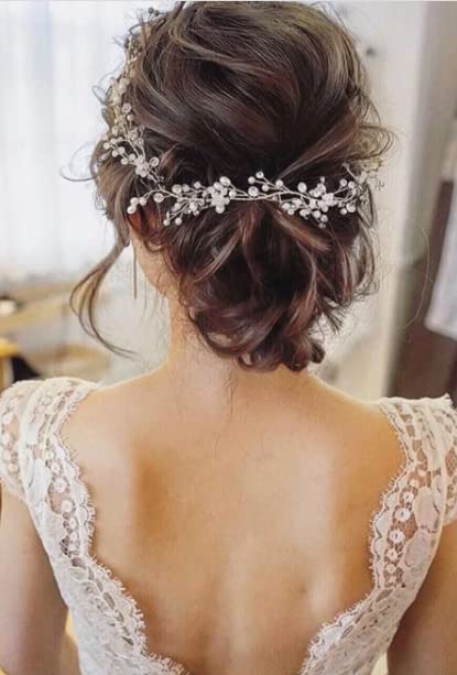 KAHAAN Floral Hair Vine Tiara Headband for Women & Girls - Golden Bridal Hair Accessories for Weddings, Parties & Special Events - 1PC