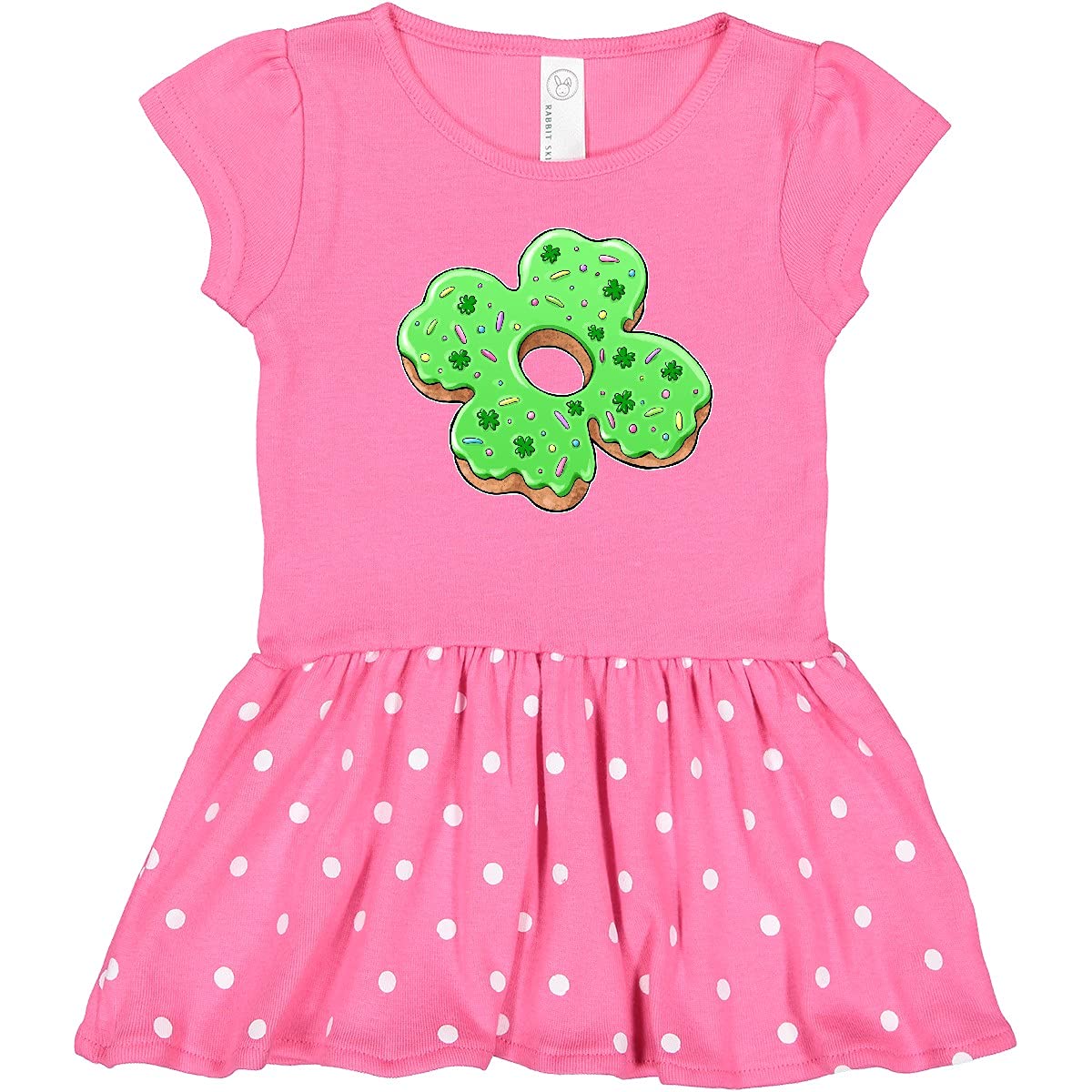 Inktastic St. Patrick's Day 4 Leaf Clover Donut with Sprinkles Toddler Dress - Cute Irish Outfit for Baby Girls & Toddlers | Perfect for St. Paddy's Day Parties, Parades & Family Photos