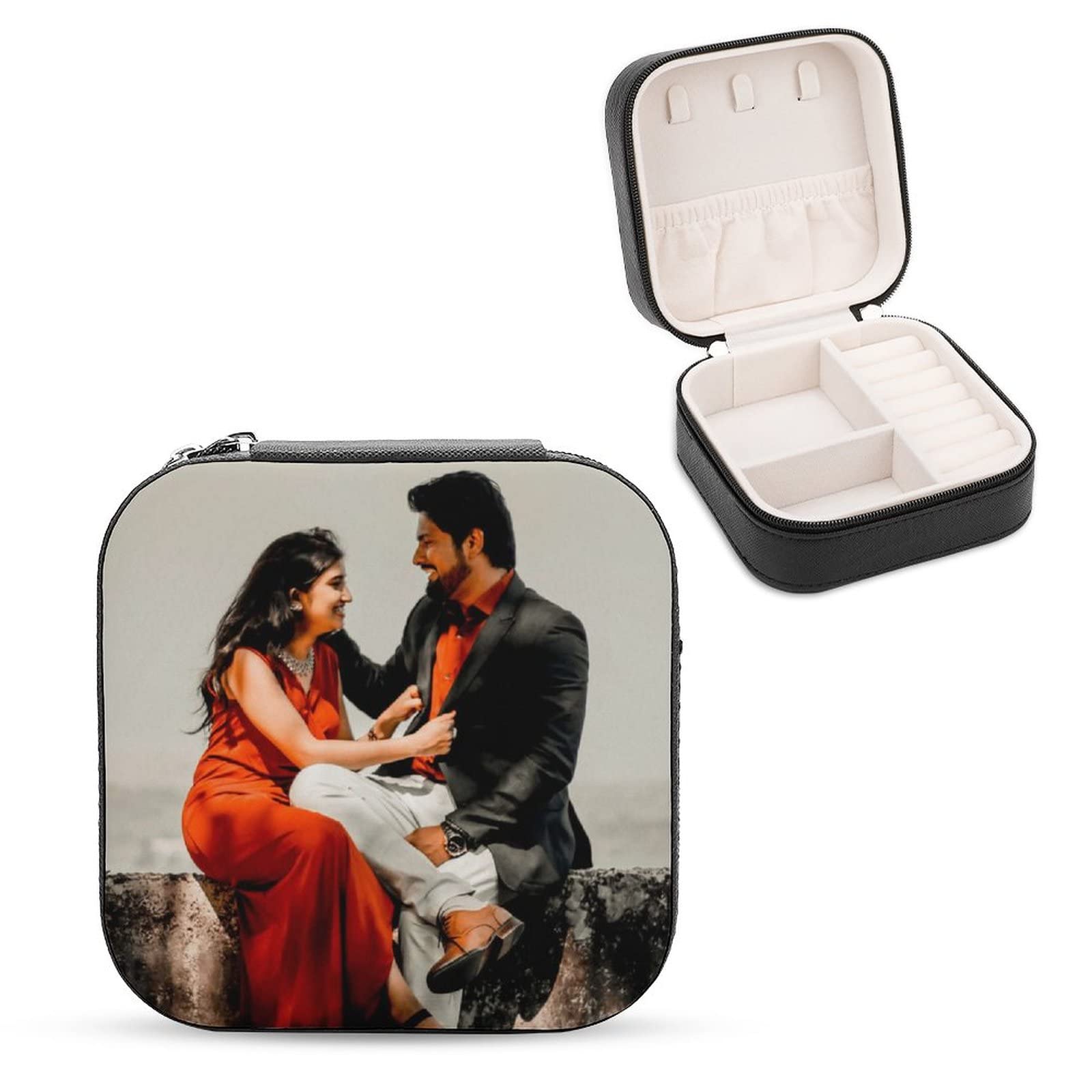 Personalized Jewelry Organizer Box with Custom Photo & Text - Portable Travel Jewelry Case for Women - Bridesmaid Proposal Gift, Birthday Gift for Mom - Multicolor - Perfect for Travel, Bridal Showers & Special Occasions
