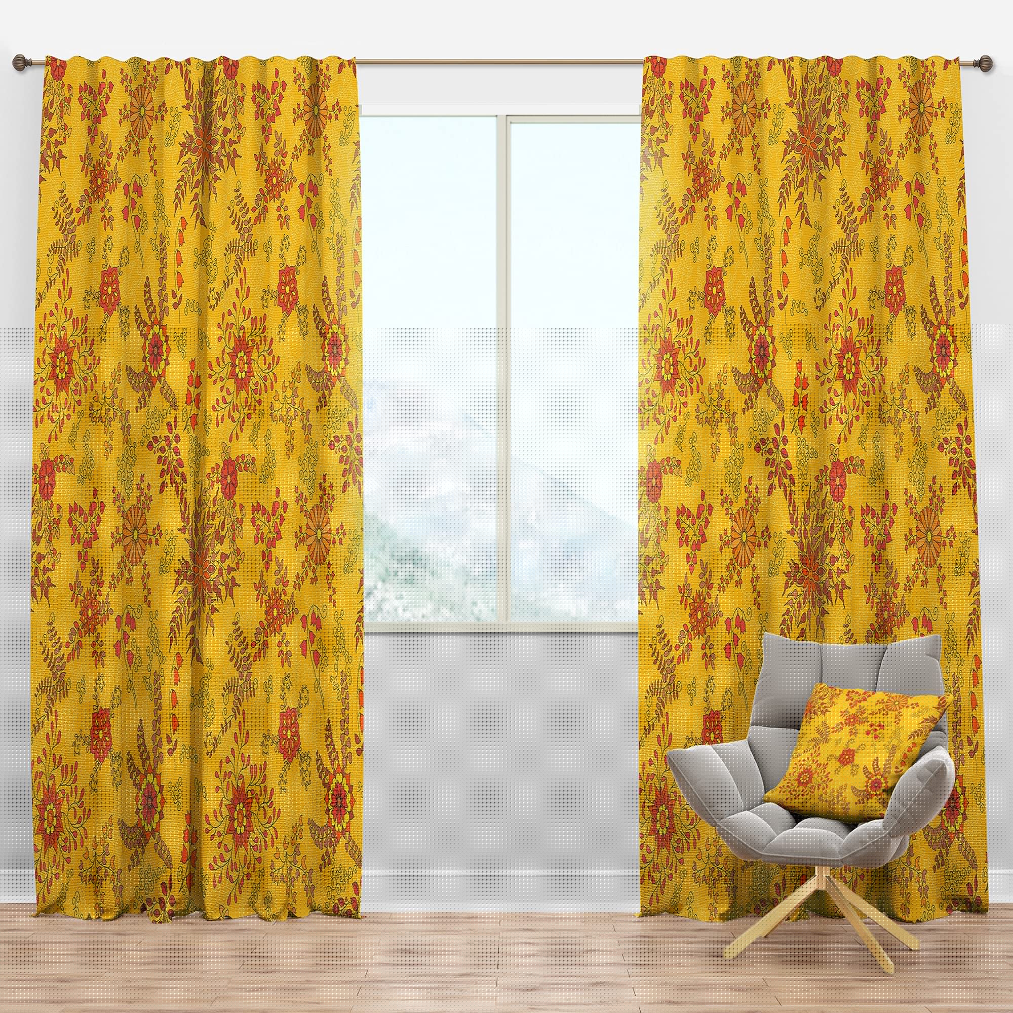 DesignQ Blackout Curtains 'Colorful Botanic Texture' - Thermal Insulated Room Darkening Drapes for Bedroom & Living Room (52x120, Single Panel) - Perfect for Home Decor, Light Blocking & Energy Saving