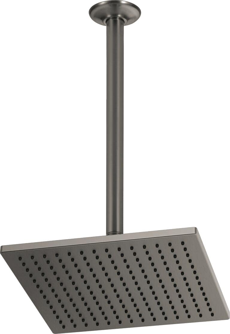 Premium Rainfall Shower Head - 2.5 GPM Metal Ceiling Mount Shower with Lumicoat Black Stainless Finish (Includes Shower Arm) - Perfect for Spa-Like Bathroom Experience & Modern Home Renovation