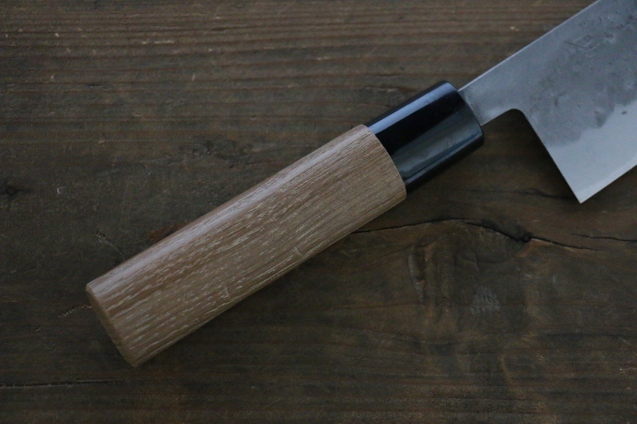 Premium Seisuke Blue Steel No.2 Nashiji Santoku Knife 165mm - Japanese Chef Knife with Chestnut Wood Handle - Perfect for Slicing, Dicing & Chopping Vegetables, Meat & Fish