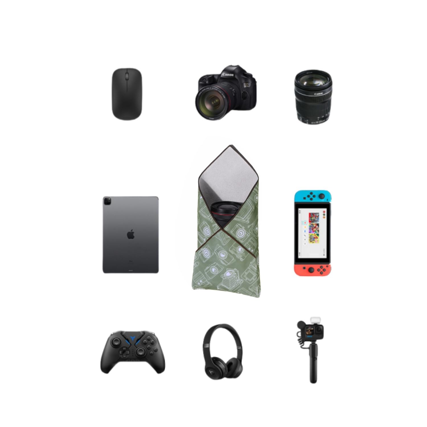 Magic Fabric Protective Camera Wrap Cloth - 17.7x17.7 Inch Camera Gear Storage Cover - Soft Padded Lining for DSLR, Mirrorless & Lens Protection - Perfect for Camera Bags, Cases & Travel Accessories (Use for Safely Storing & Transporting Photography Equipment)