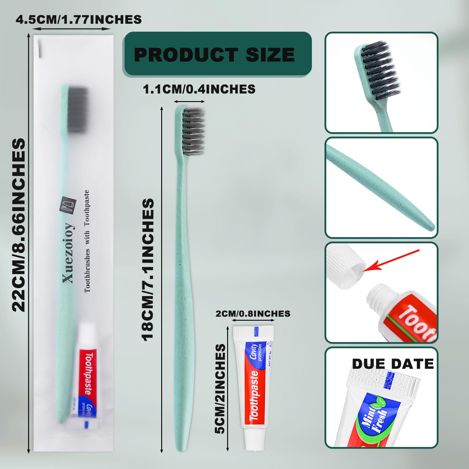 30 Pack Eco-Friendly Disposable Toothbrushes with Toothpaste - Individually Wrapped Travel Dental Care Kit for Travel, Hotels, Nursing Homes & Charity Donations | Bulk Oral Hygiene Supplies for On-the-Go & Emergency Situations