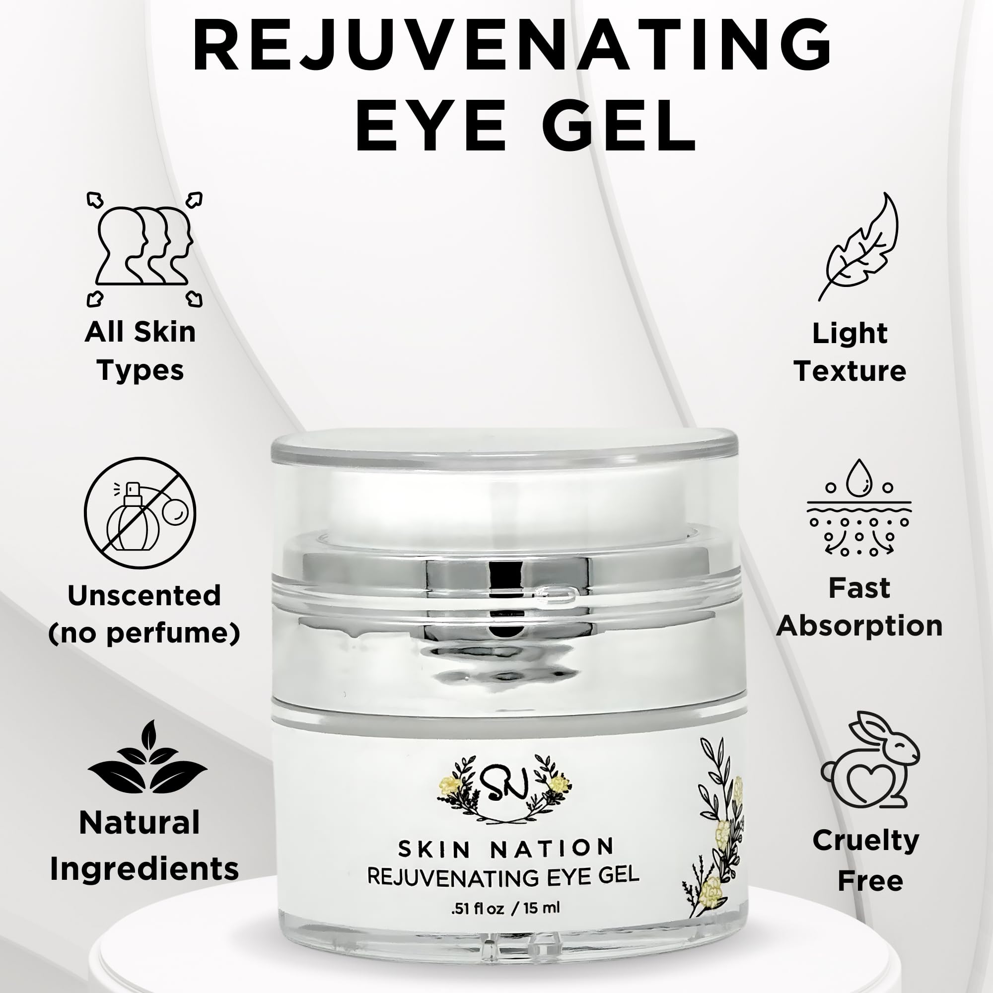 Revitalizing Under Eye Gel with Plant-Based Actives – Dark Circle Eye Cream for Fine Lines & Wrinkles, Boosts Collagen for Firm & Radiant Skin | Anti-Aging Treatment for Puffiness & Bags – Perfect for Morning & Night Skincare Routine