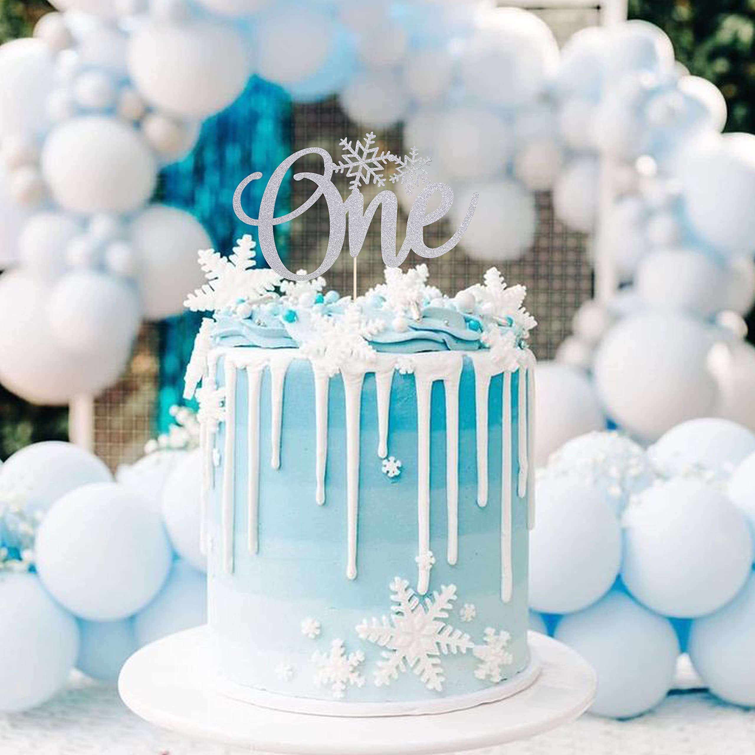 Snowflake Winter Onederland Cake Topper for Girls - 1st Birthday Party Decorations | Perfect for Winter Themed Birthday Cakes, Baby Showers & Dessert Table Displays