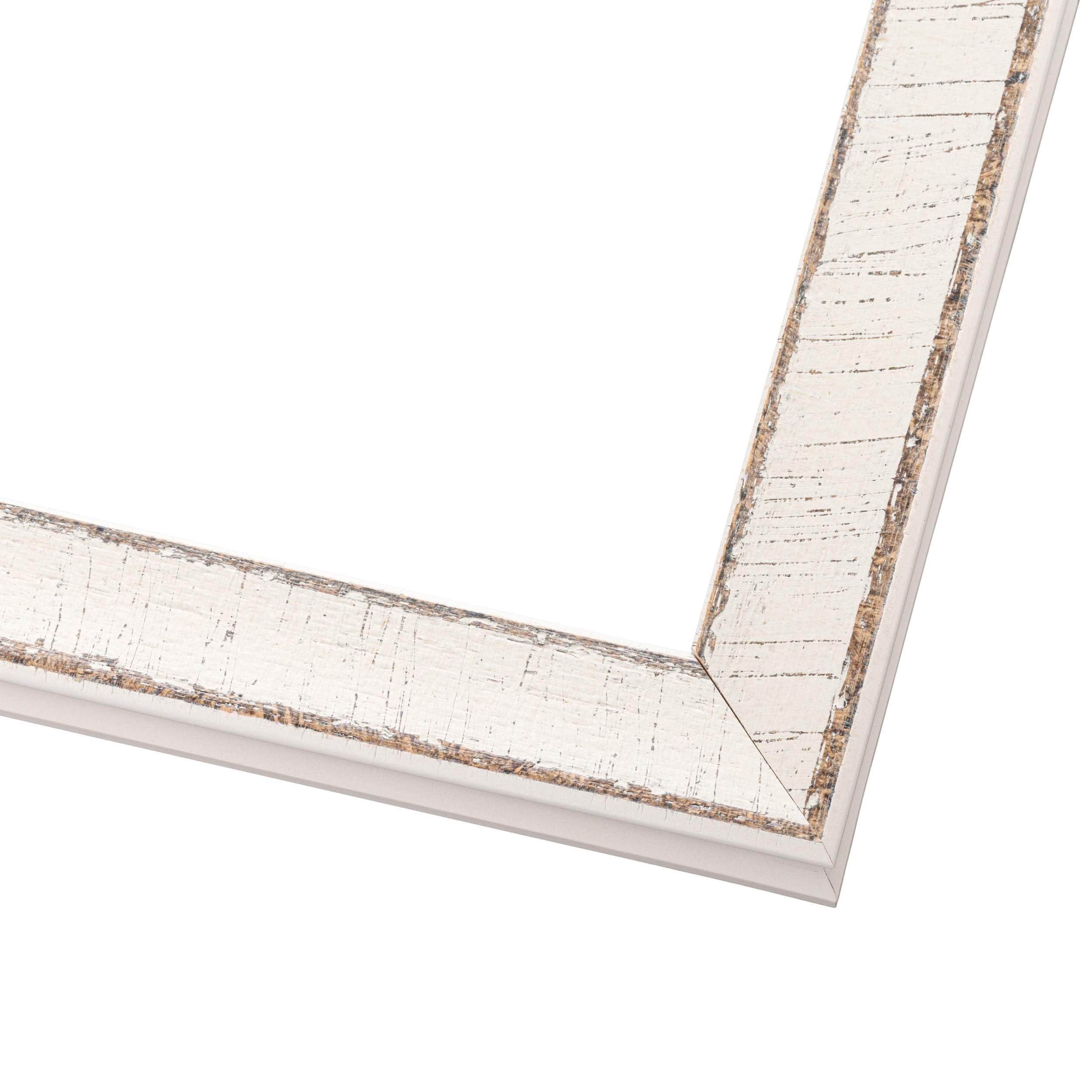 13.5x40 White Birch Bark Solid Wood Picture Frame - 1.75 Inch Moulding Width with UV Acrylic Plexiglass & Foam Board Backing | Wall Decor for Living Room, Bedroom, Office | Includes Hanging Hardware