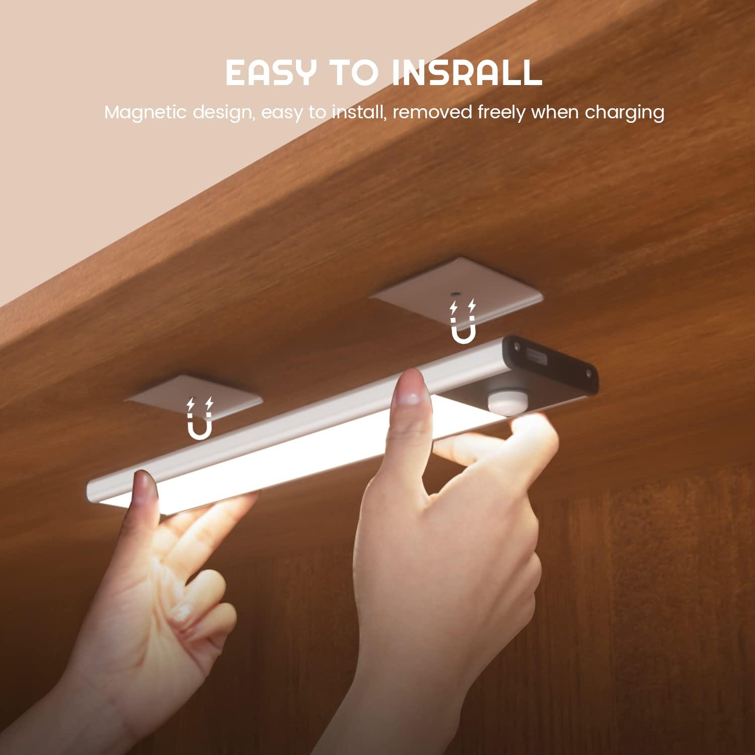YEELIGHT Wireless Under Cabinet Lights - 32 LED Motion Sensor Closet Lighting, Rechargeable & Dimmable Magnetic Stick-on Lights (7.87 Inch, Cold White) for Kitchen, Wardrobe, Stairs & Hallway