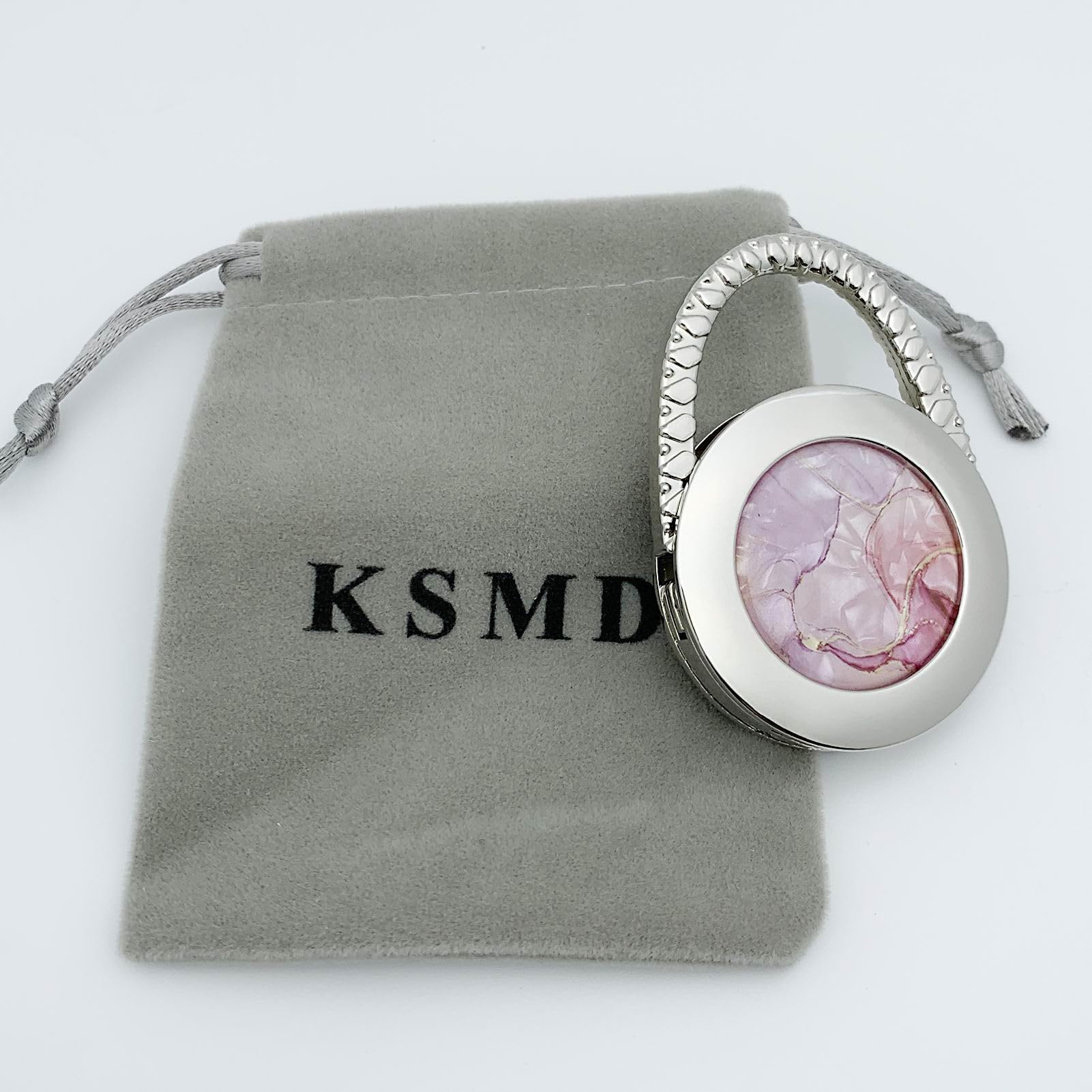 KSMD Purse Hooks for Women - Foldable Table Hook Hanger for Purses & Bags at Restaurants, Bars, Travel - Portable Purse Organizer with Non-Slip Grip (Marble Pattern) - Perfect for Dining Out, Shopping & Outdoor Events