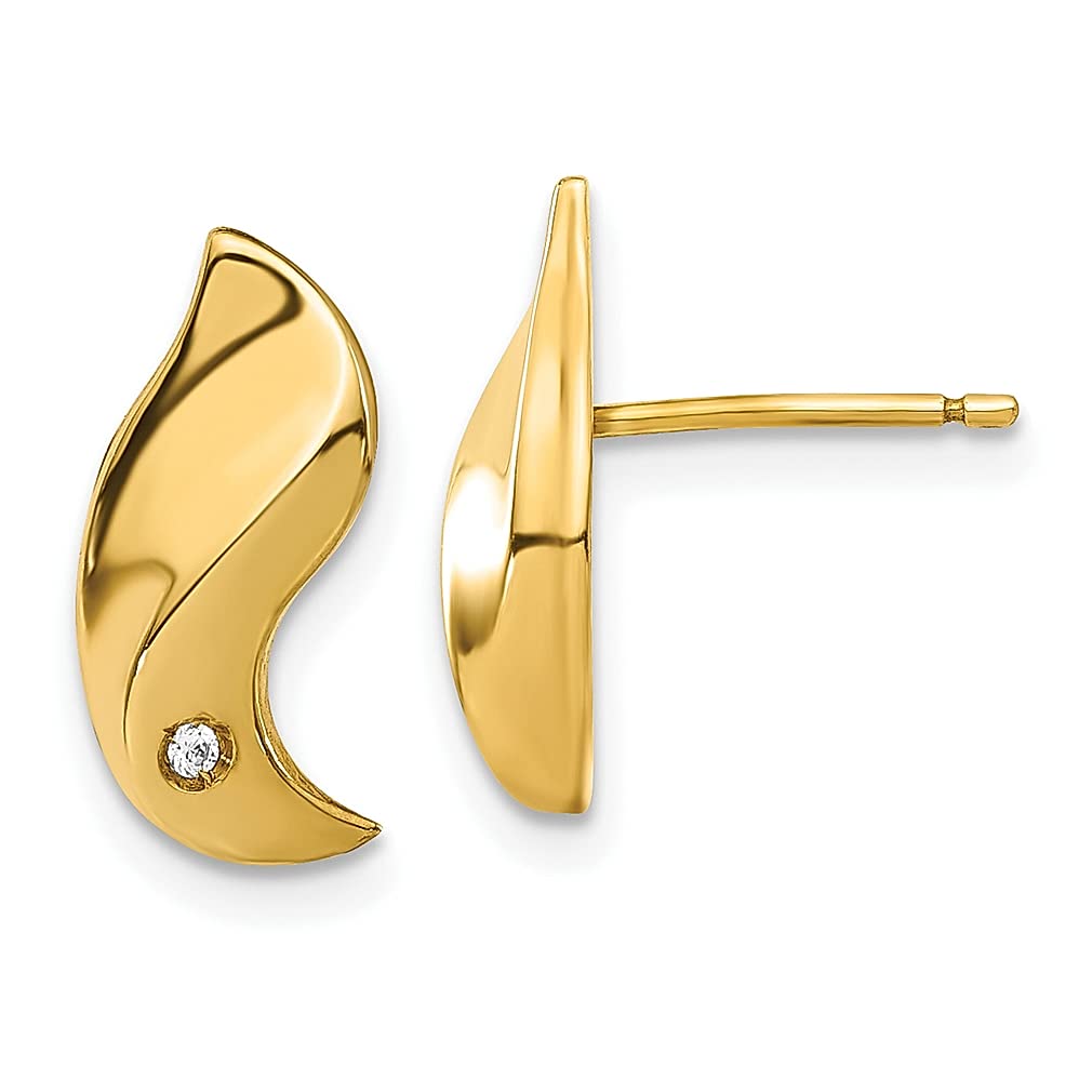 14K Yellow Gold Cubic Zirconia Swirl Post Stud Drop Dangle Earrings for Women | Elegant Fine Jewelry Gift for Her | Perfect for Weddings, Parties & Special Occasions