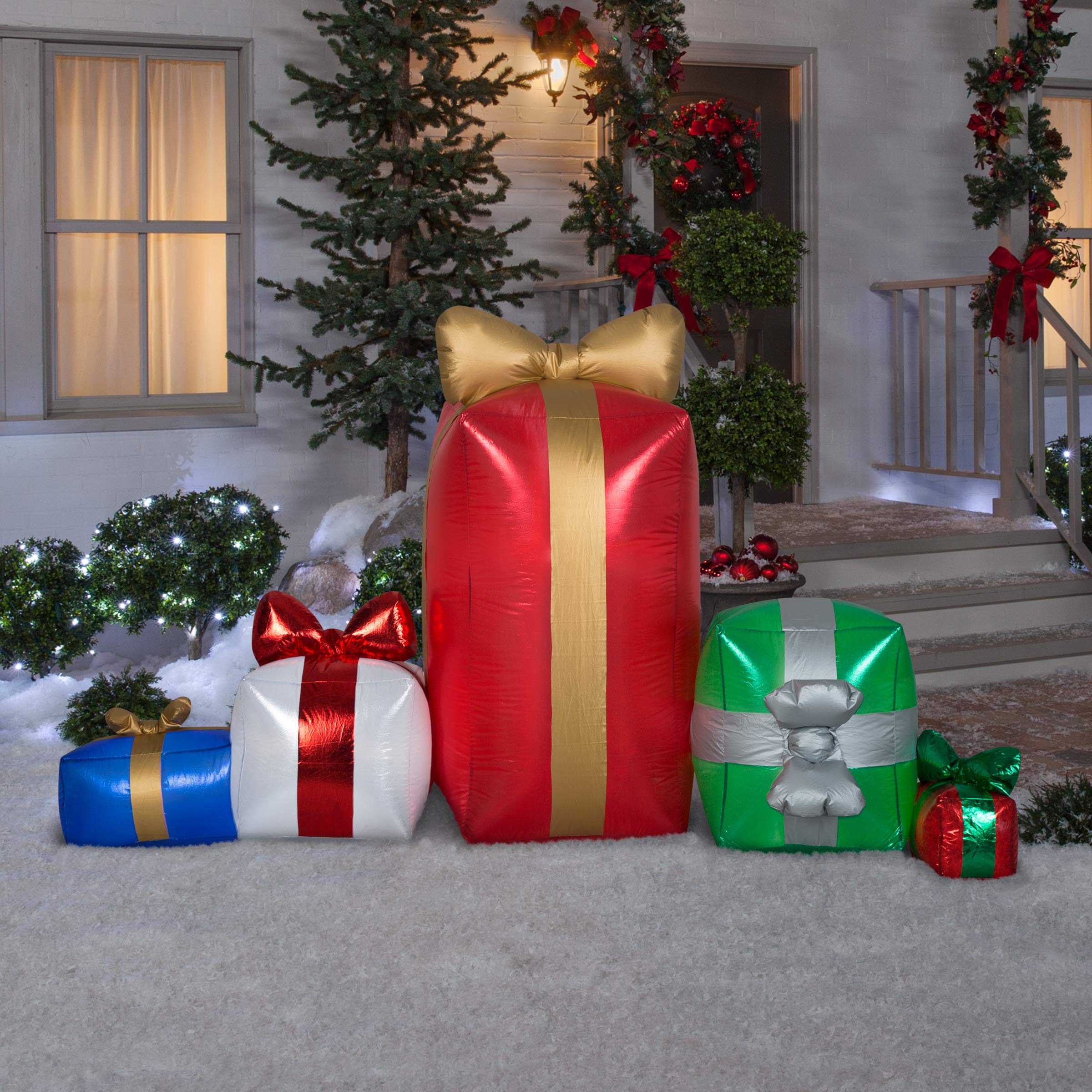 Gemmy 7.5' Airblown Inflatable Christmas Gift Box Scene - Holiday Yard Decoration for Outdoor Xmas Decor