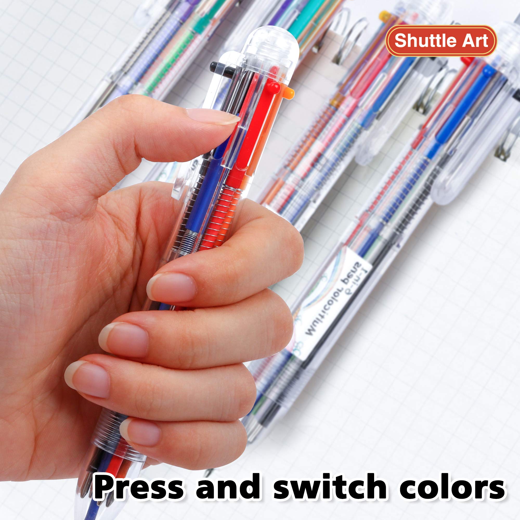 Shuttle Art 23 Pack Multicolor Retractable Ballpoint Pens - 6-in-1 0.7mm Fine Point Writing Pens for Office, School, Journaling & Note Taking - Perfect Gift for Students, Teachers & Artists