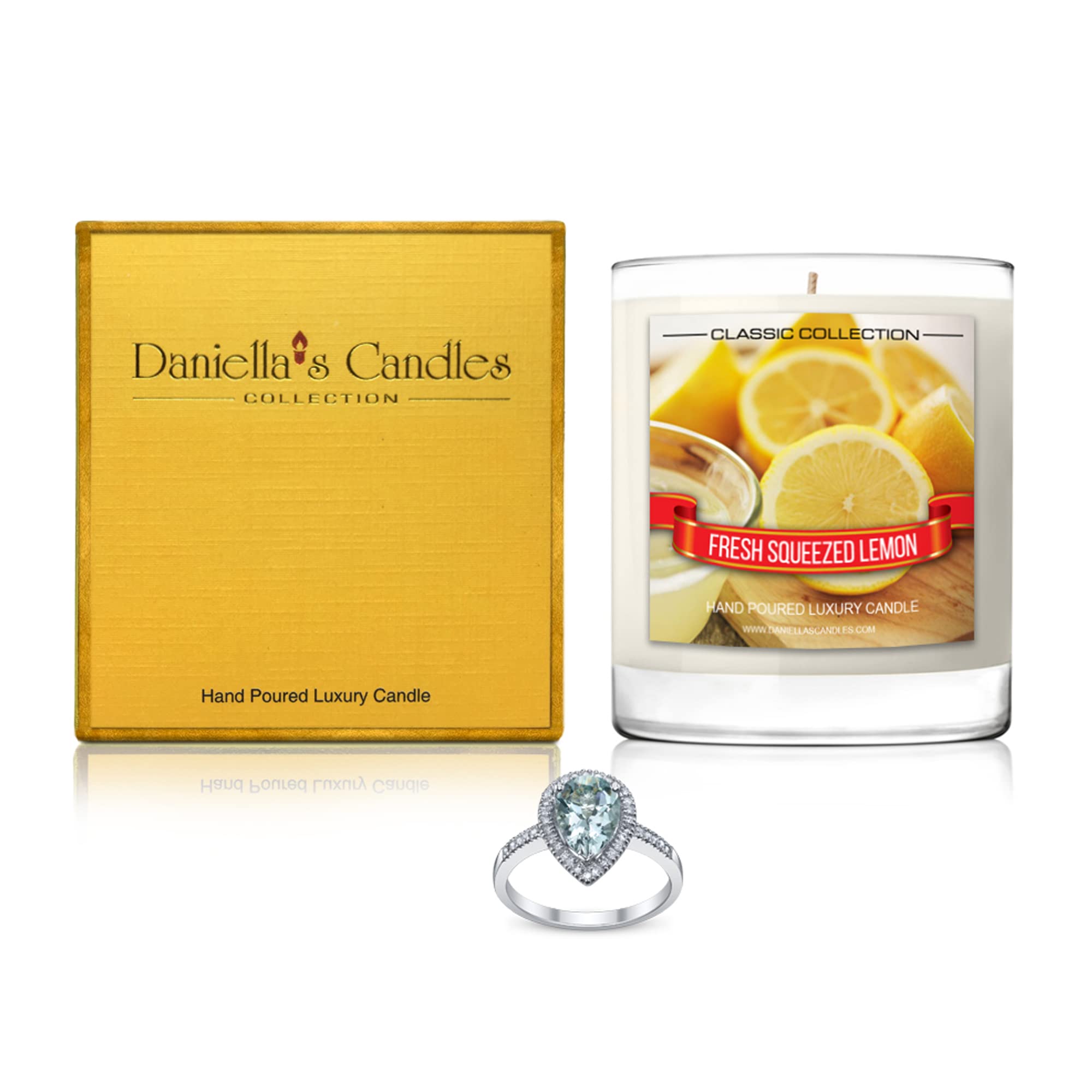 Fresh Squeezed Lemon Scented Soy Wax Candle - 11 oz Natural Aromatherapy Candle with Hidden Ring (Size 6) | Perfect for Home Decor, Relaxation & Gift Giving