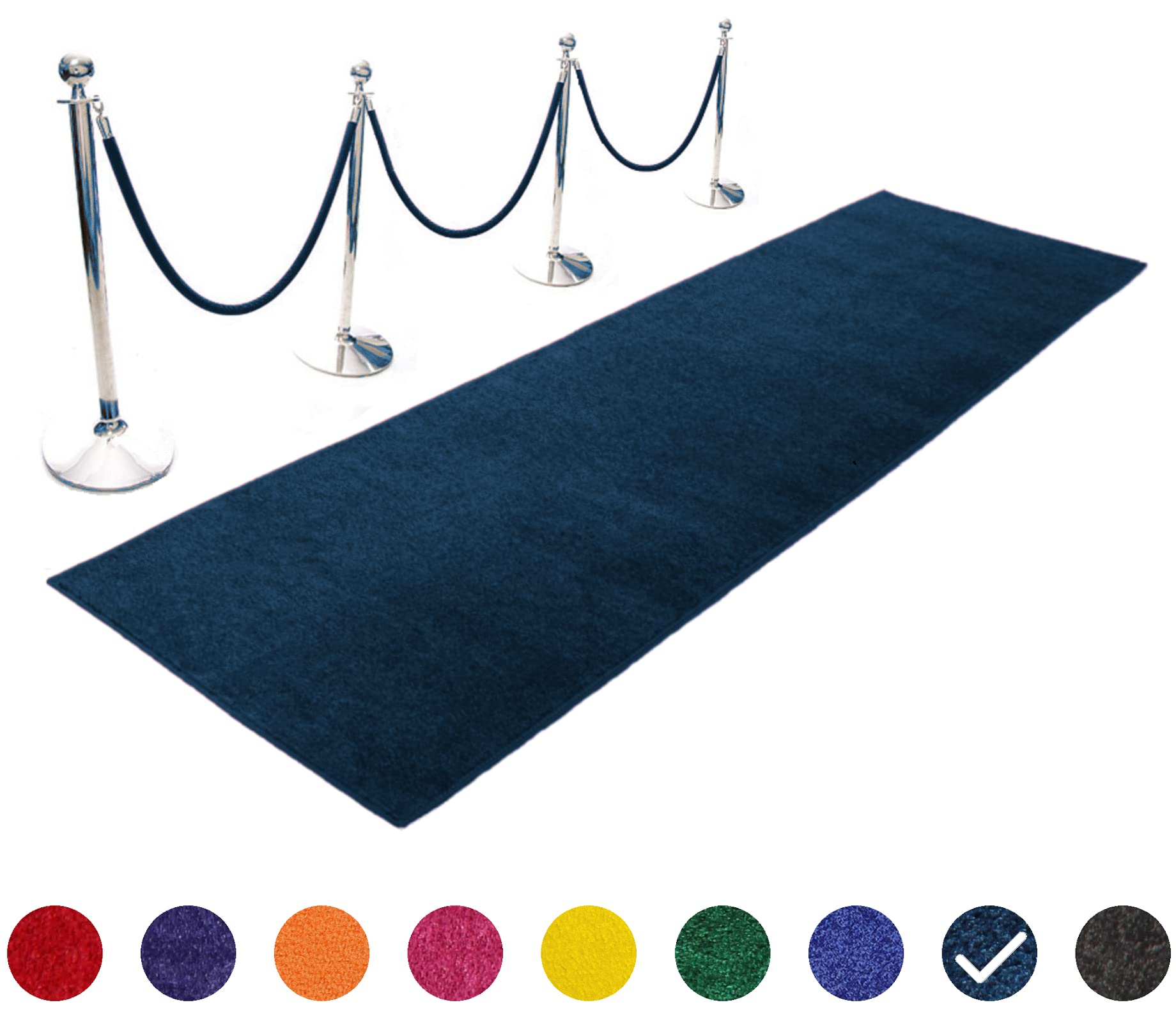 Premium Event Carpet Aisle Runner - Soft Plush Pile Rug with Non-Slip Backing & Durable Binding, Multiple Sizes (3x30 ft, Dark Blue) - Perfect for Weddings, Parties & Home Decor