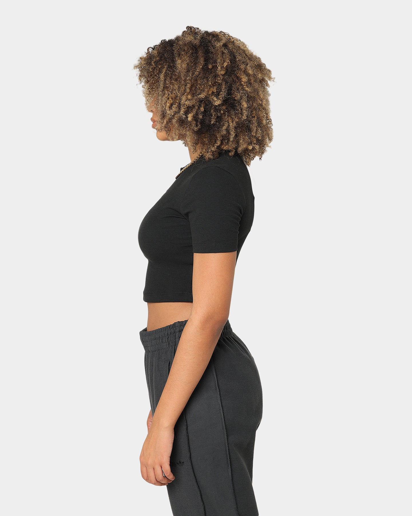 Adidas Women's Cropped T-Shirt - Black Athletic Top for Running, Yoga & Casual Wear | Slim Fit Short Sleeve Tee