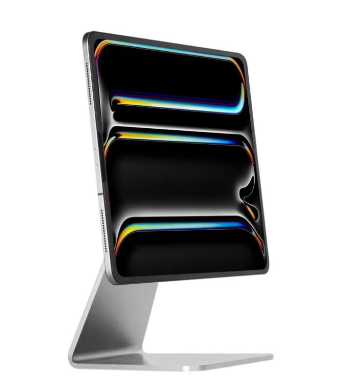 Magnetic Stand Holder for iPad Pro 12.9 & iPad Air 13 - Adjustable Silver Tablet Mount | Perfect for Home Office, Bedside, Kitchen & Travel Use