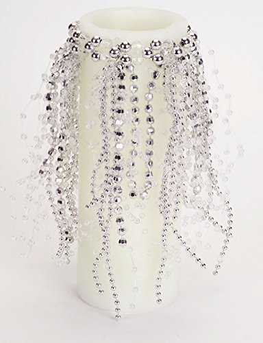 6-Pack Clear & Silver Beaded Bottle Rings for Wine Bottles, Candles, Vases - 8 Inch Decorative Table Centerpiece for Weddings, Parties, Home Decor