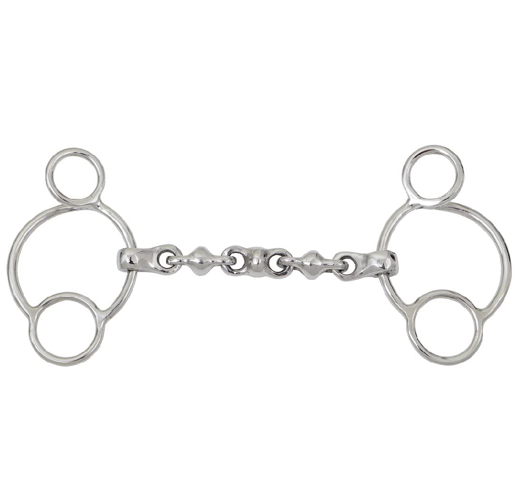 Horse Waterford Universal Snaffle Bit Mouthpiece 3 Ring 2 Gag Jumping Shows - 5 Inch Stainless Steel Equestrian Bit for Dressage, Training & Horseback Riding