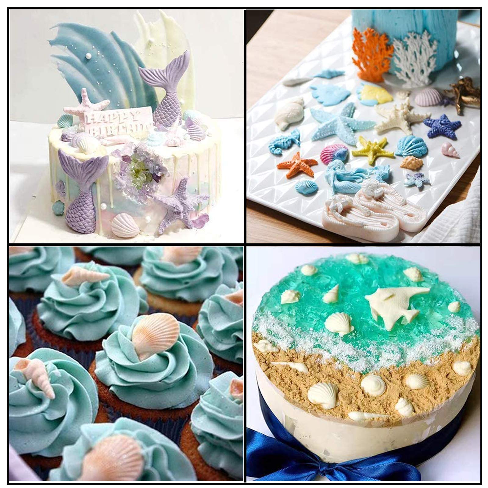 Marine Theme Fondant Cake Mold - Fish, Sea Coral Cupcake Chocolate Mould for Underwater Cake Decorations, Candy, Chocolate & Polymer Clay Crafts | Perfect for Birthday Parties, Baby Showers & Ocean-Themed Events