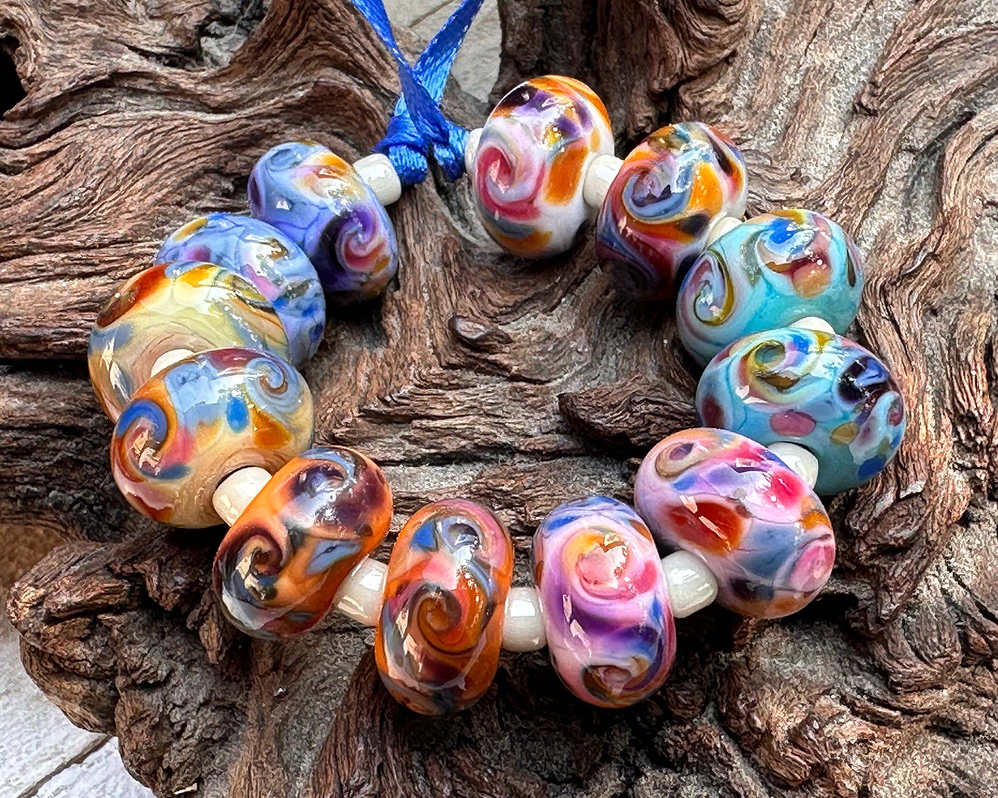 12 Colorful Mosaic Lampwork Glass Beads Set for Jewelry Making - DIY Bracelet, Necklace & Craft Projects - Perfect for Gifts & Home Decor